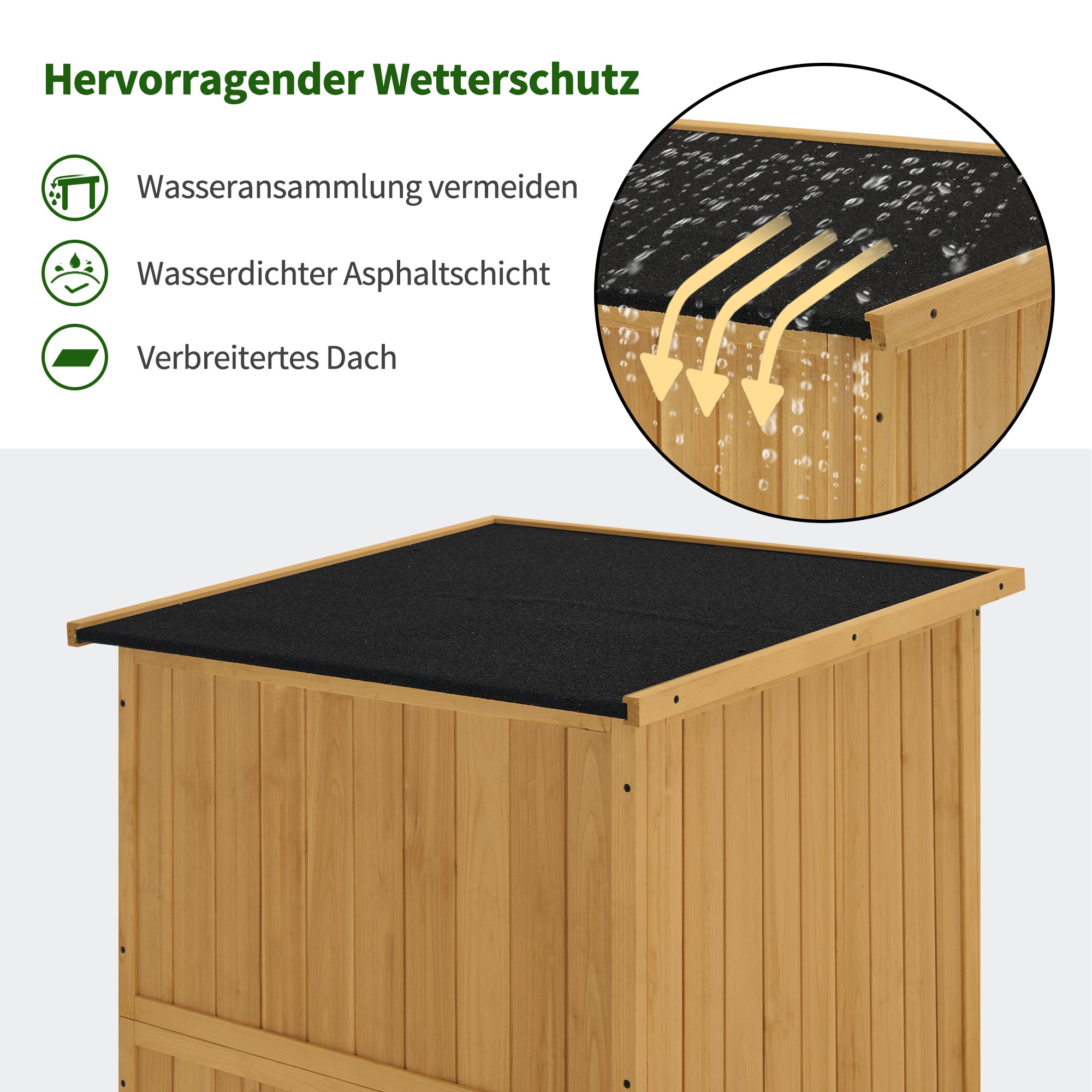 M MCombo Tuinkast Hout, Klein Tuinhuis Weerbestendig, Outdoor Gereedschapsopslag, voor Buiten Balkon Terras, 90×55×169cm, 0878