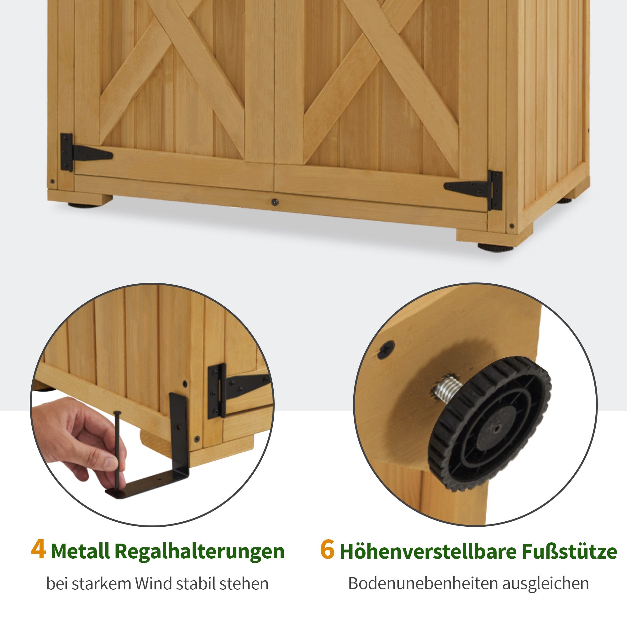 M MCombo Tuinkast Hout, Klein Tuinhuis Weerbestendig, Outdoor Gereedschapsopslag, voor Buiten Balkon Terras, 90×55×169cm, 0878