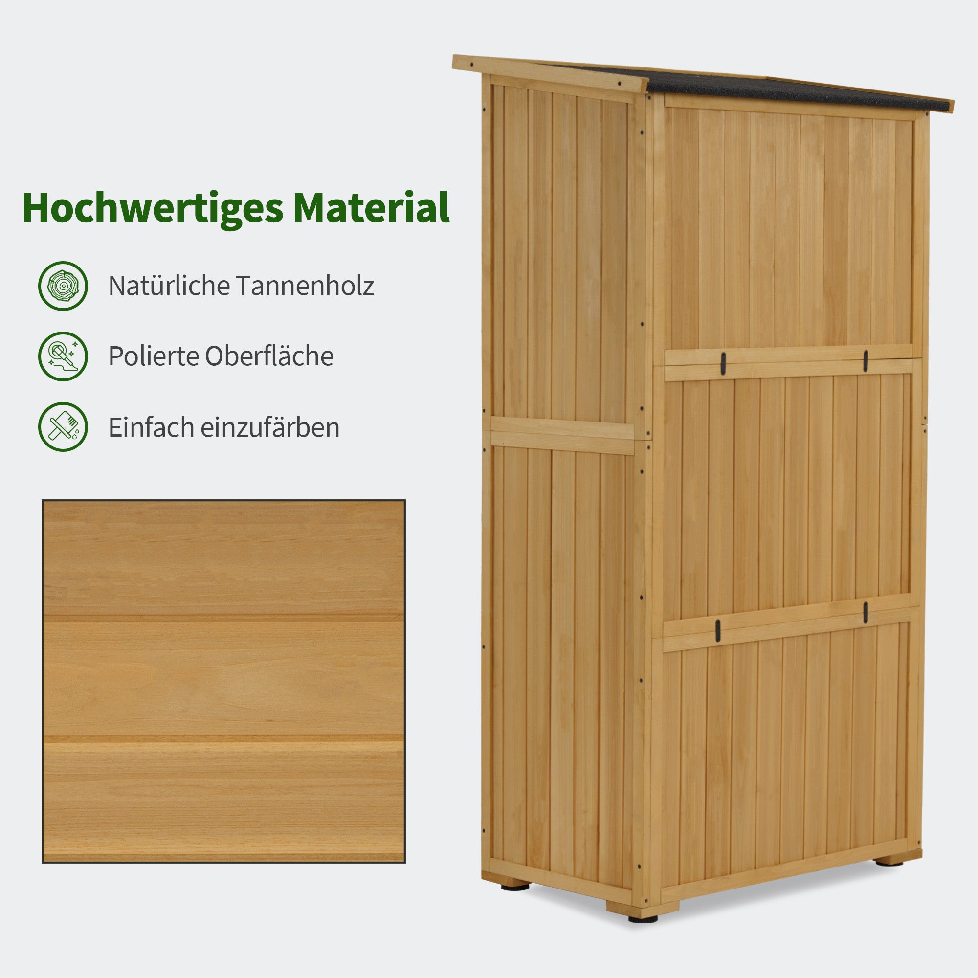 M MCombo Tuinkast Hout, Klein Tuinhuis Weerbestendig, Outdoor Gereedschapsopslag, voor Buiten Balkon Terras, 90×55×169cm, 0878