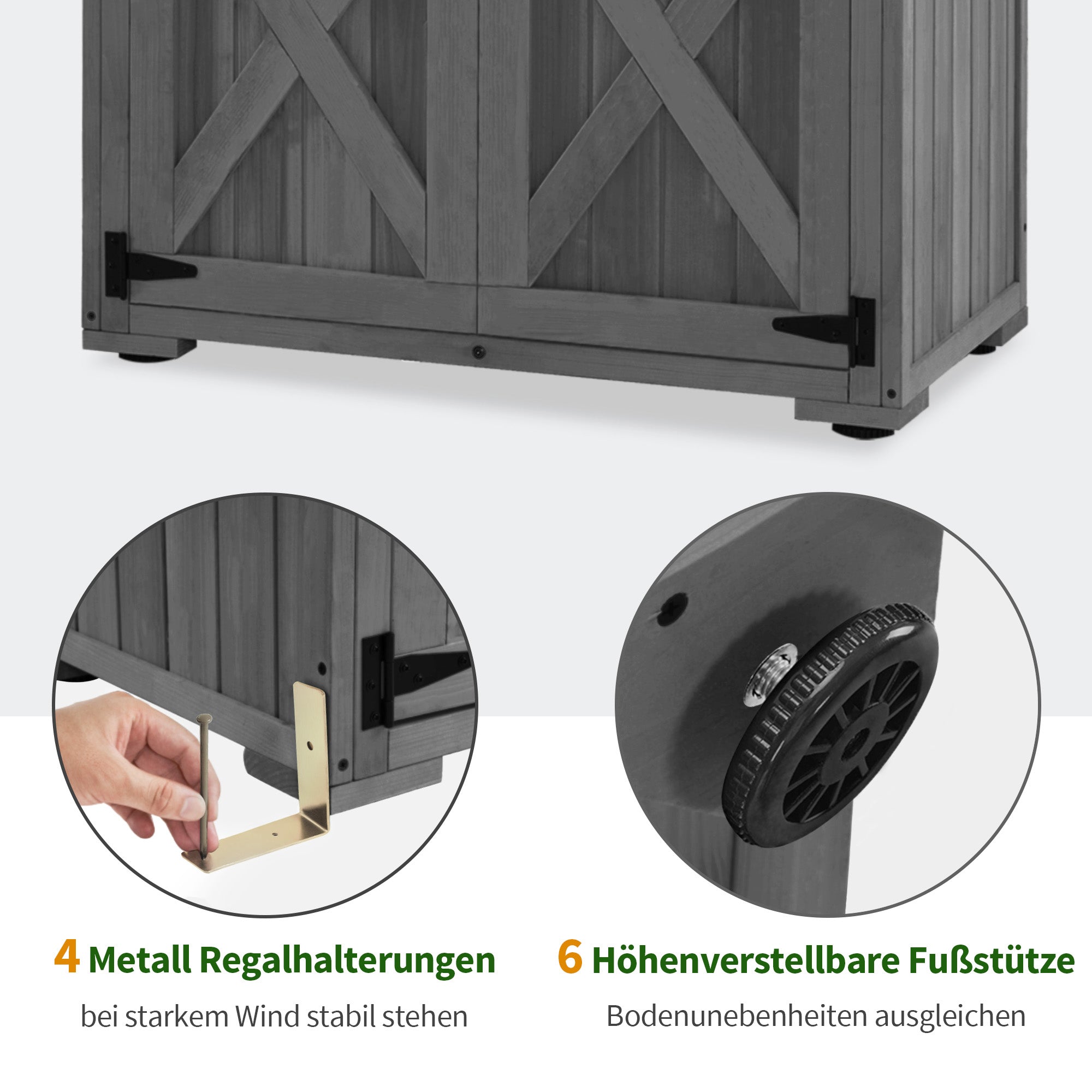 M MCombo houten tuinkast, klein weerbestendig tuinhuisje, outdoor bergruimte voor tuingereedschap, voor buiten, balkon en terras, 55×90×169cm, 0878-F