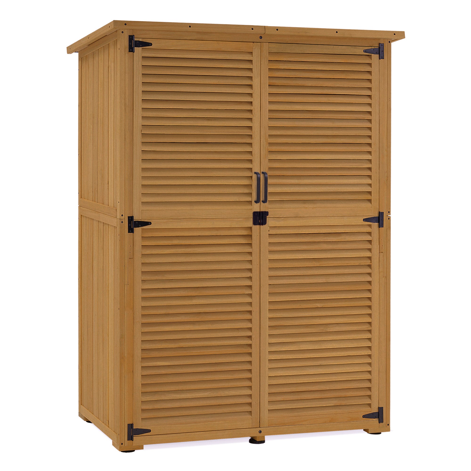 M MCombo Tuinkast Hout, Klein Tuinhuis Weerbestendig, Outdoor Gereedschapsopslag, voor Buiten Balkon Terras, 127×59×168 cm, 0901D (Natuurlijk)