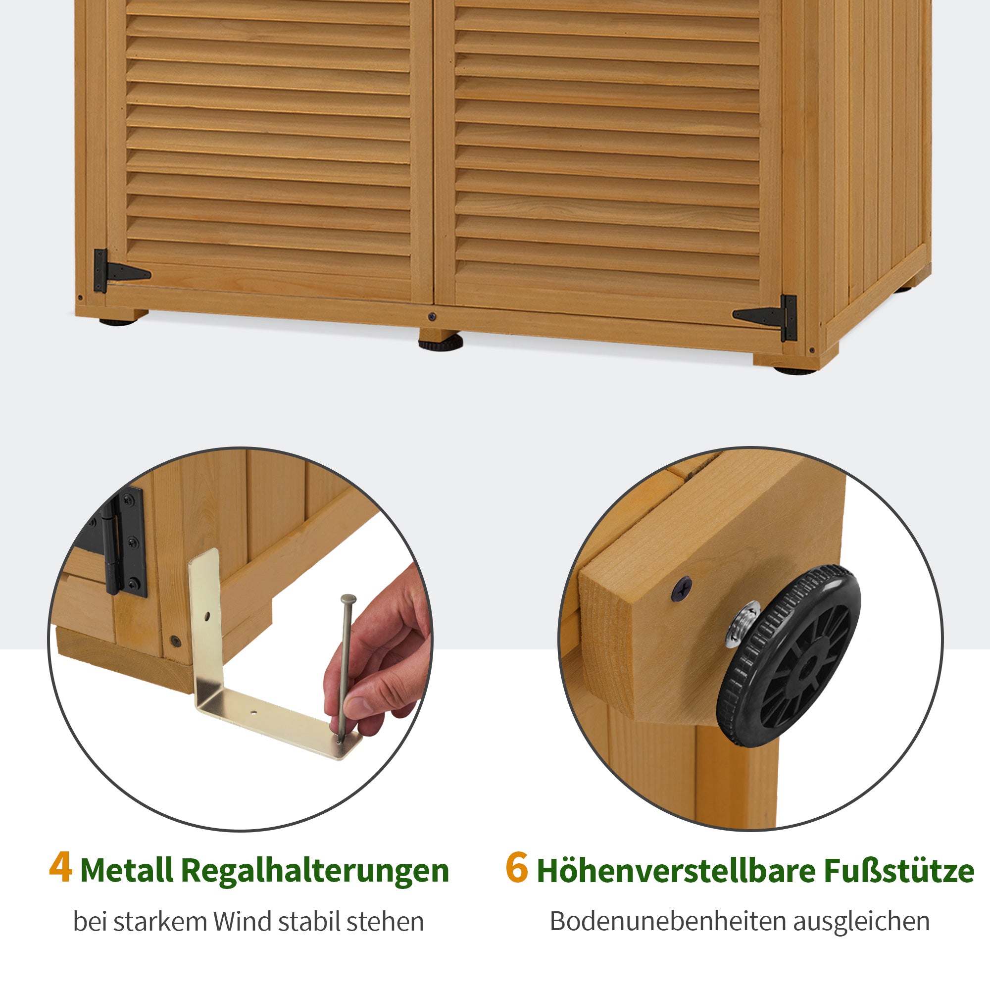 M MCombo Tuinkast Hout, Klein Tuinhuis Weerbestendig, Outdoor Gereedschapsopslag, voor Buiten Balkon Terras, 127×59×168 cm, 0901D (Natuurlijk)