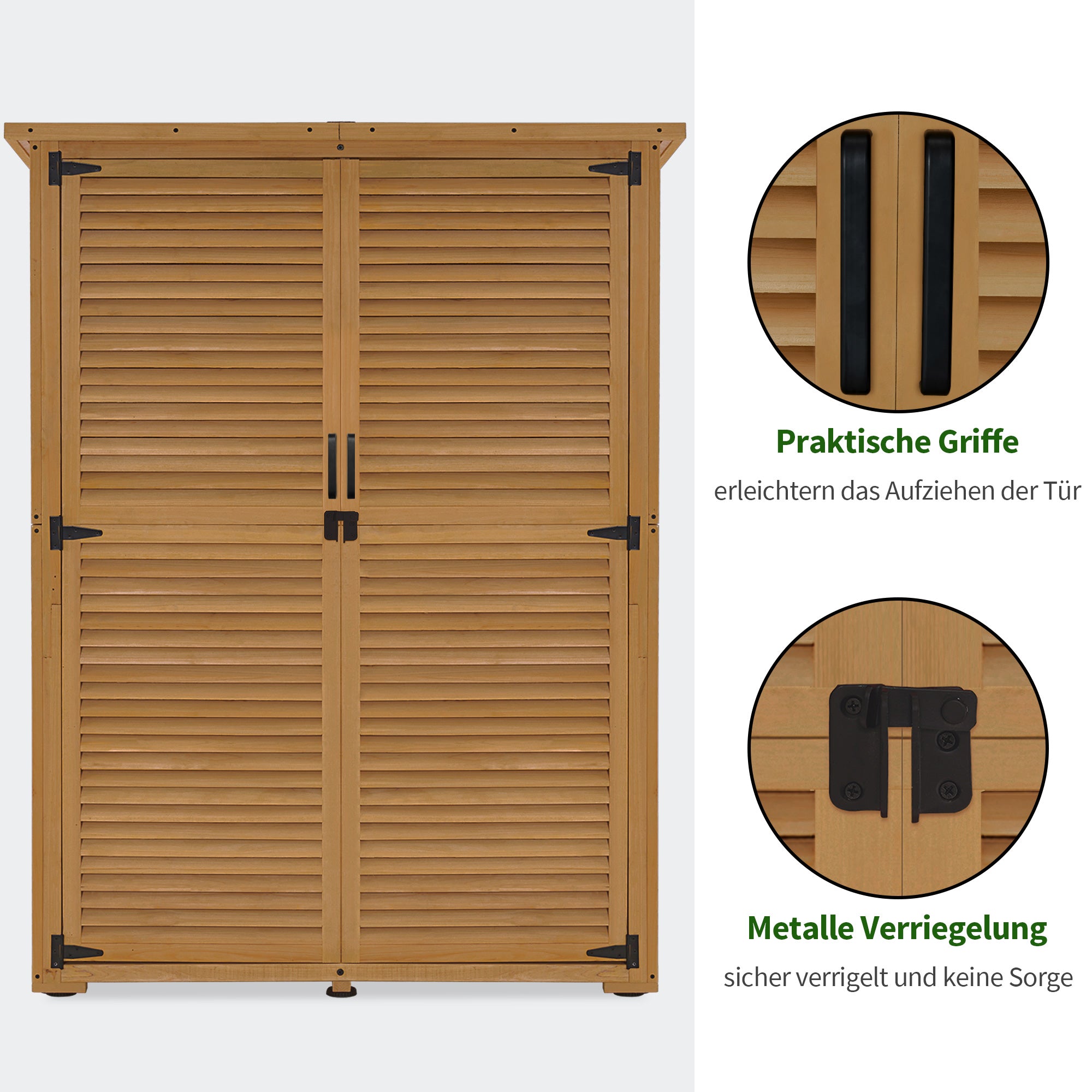 M MCombo Tuinkast Hout, Klein Tuinhuis Weerbestendig, Outdoor Gereedschapsopslag, voor Buiten Balkon Terras, 127×59×168 cm, 0901D (Natuurlijk)