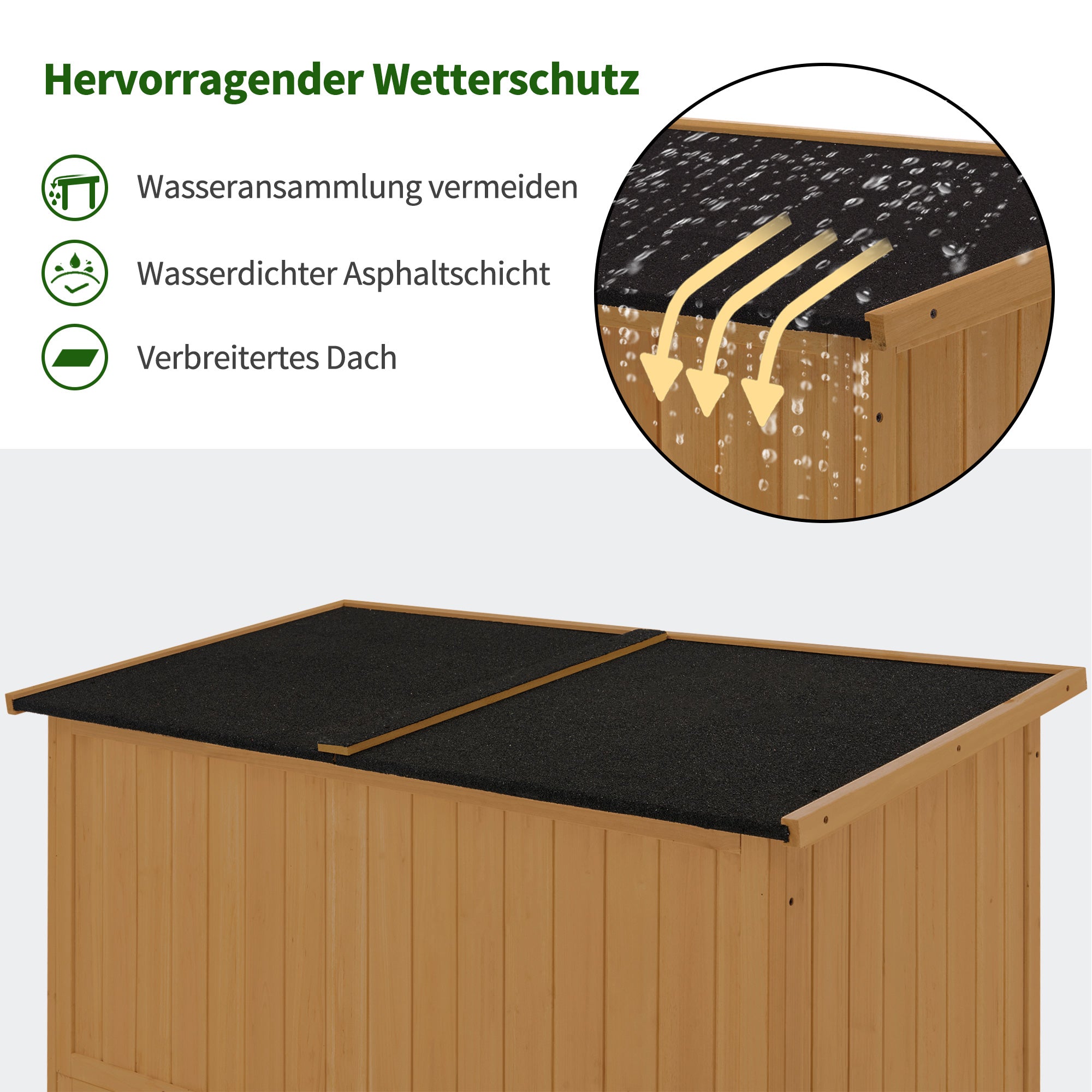 M MCombo Tuinkast Hout, Klein Tuinhuis Weerbestendig, Outdoor Gereedschapsopslag, voor Buiten Balkon Terras, 127×59×168 cm, 0901D (Natuurlijk)