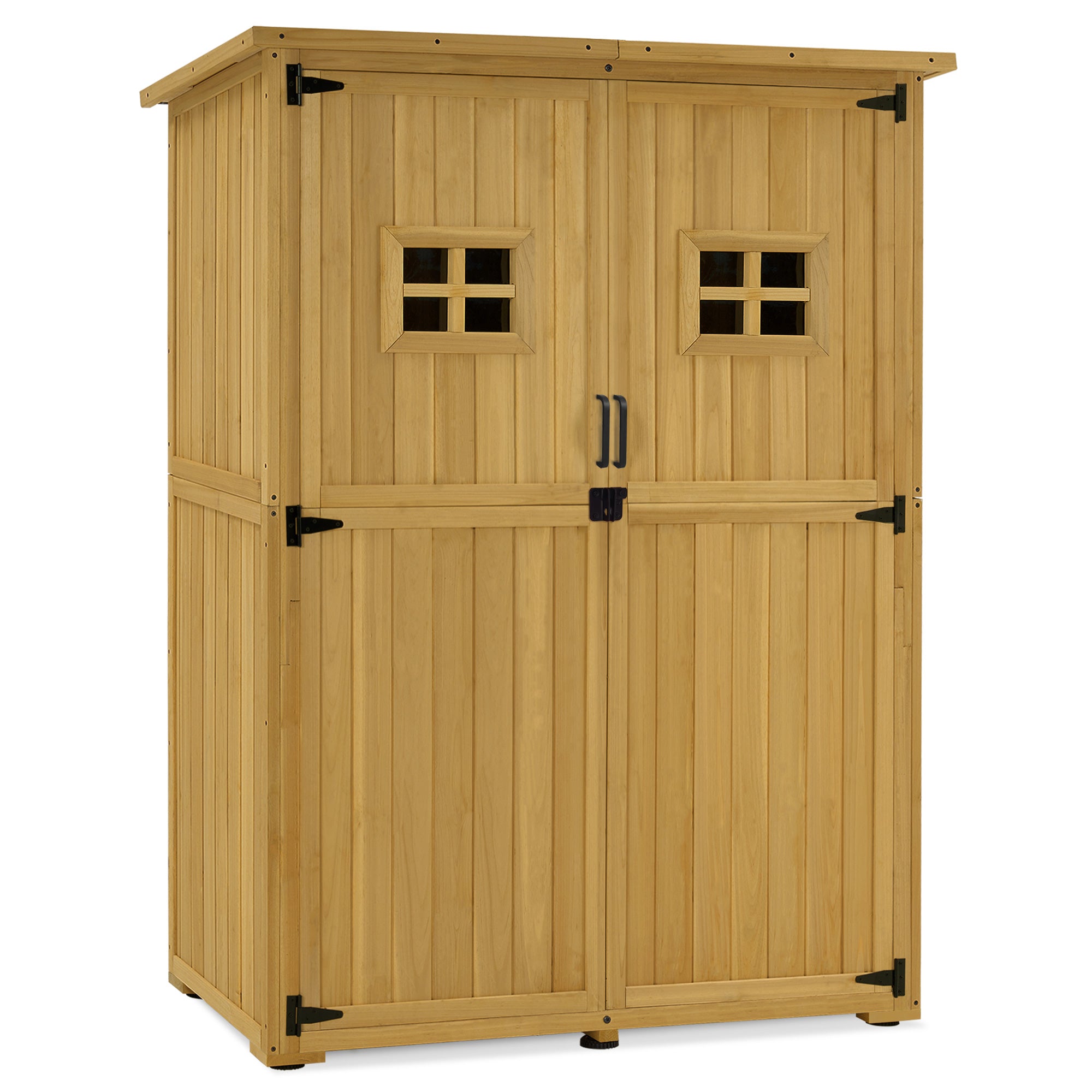 M MCombo Tuinkast Hout, Klein Tuinhuis Weerbestendig, Outdoor Gereedschapsopslag, voor Buiten Balkon Terras, 59×127×168 cm, 0912-F