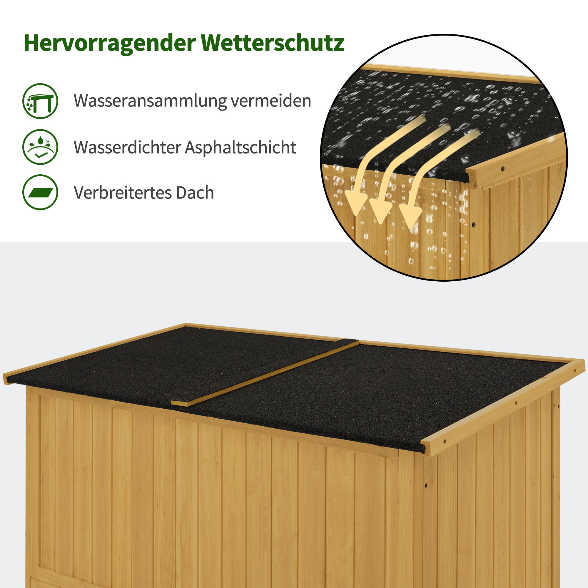 M MCombo Tuinkast Hout, Klein Tuinhuis Weerbestendig, Outdoor Gereedschapsopslag, voor Buiten Balkon Terras, 59×127×168 cm, 0912-F