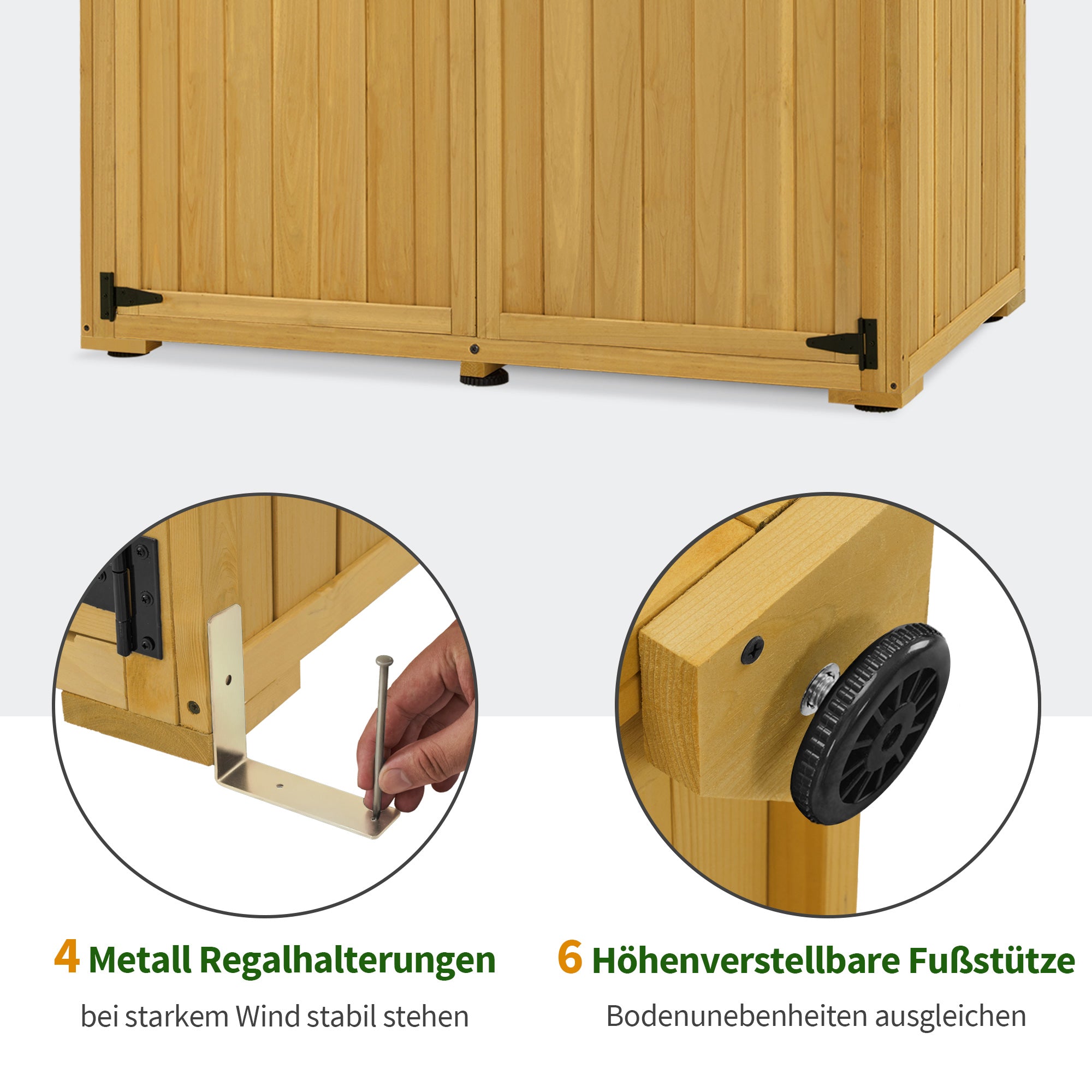 M MCombo Tuinkast Hout, Klein Tuinhuis Weerbestendig, Outdoor Gereedschapsopslag, voor Buiten Balkon Terras, 59×127×168 cm, 0912-F