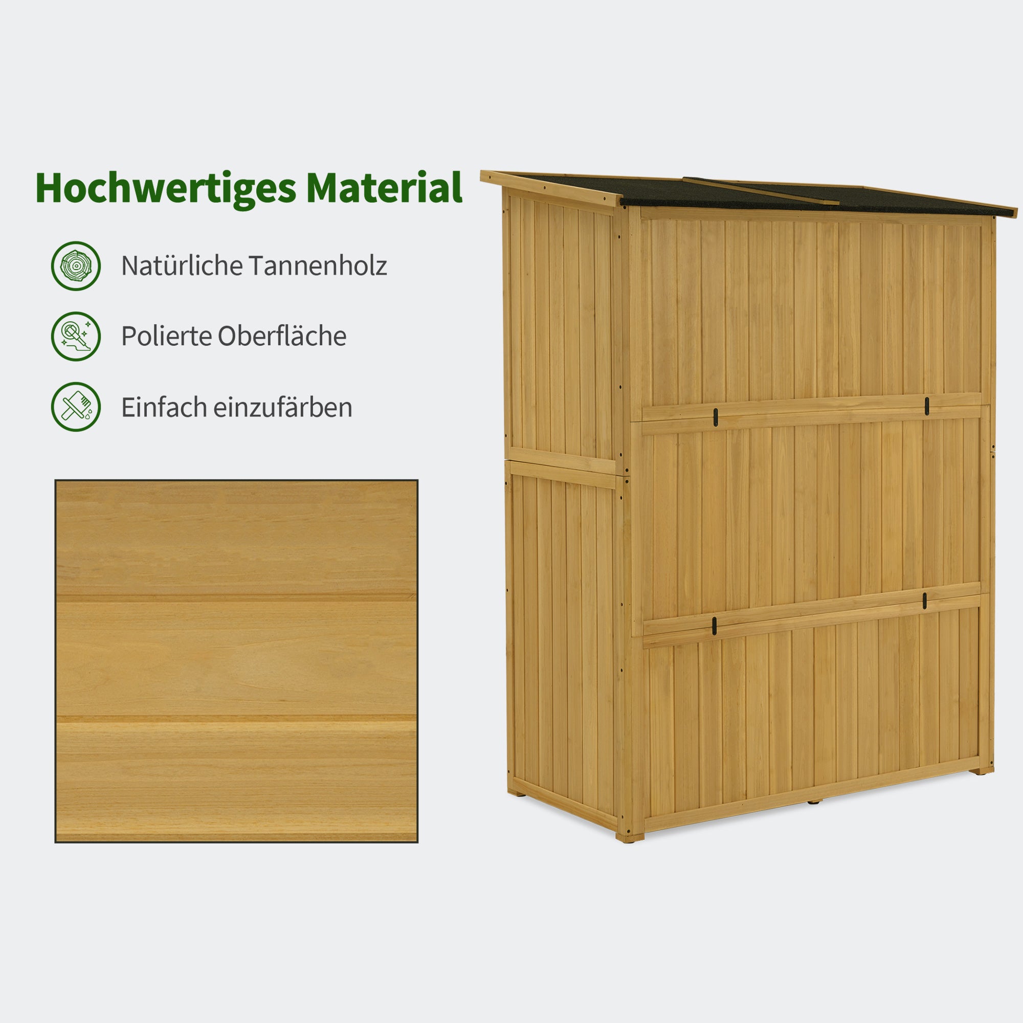M MCombo Tuinkast Hout, Klein Tuinhuis Weerbestendig, Outdoor Gereedschapsopslag, voor Buiten Balkon Terras, 59×127×168 cm, 0912-F