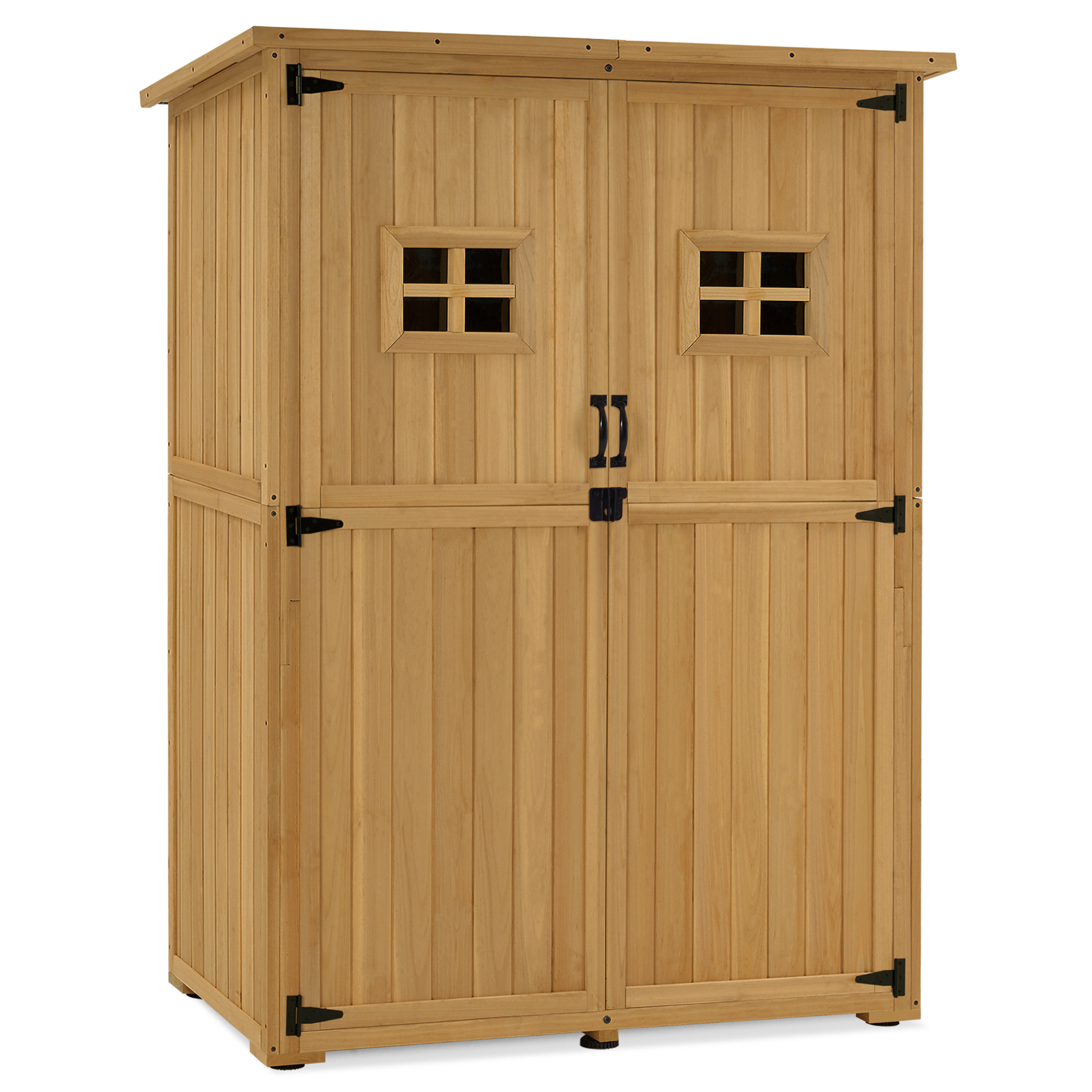M MCombo Tuinkast Hout, Klein Tuinhuis Weerbestendig, Outdoor Gereedschapsopslag, voor Buiten Balkon Terras, 127×59×168 cm, 0912