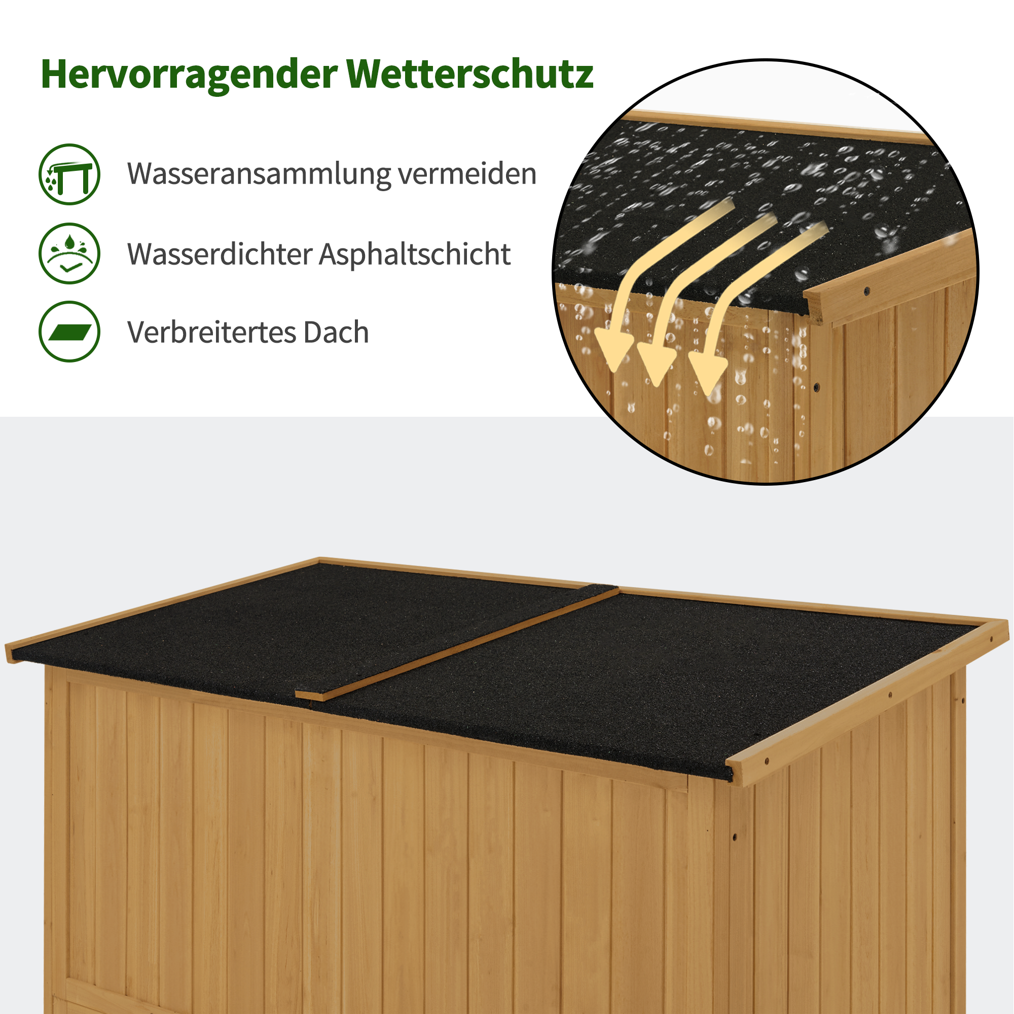 M MCombo Tuinkast Hout, Klein Tuinhuis Weerbestendig, Outdoor Gereedschapsopslag, voor Buiten Balkon Terras, 127×59×168 cm, 0912