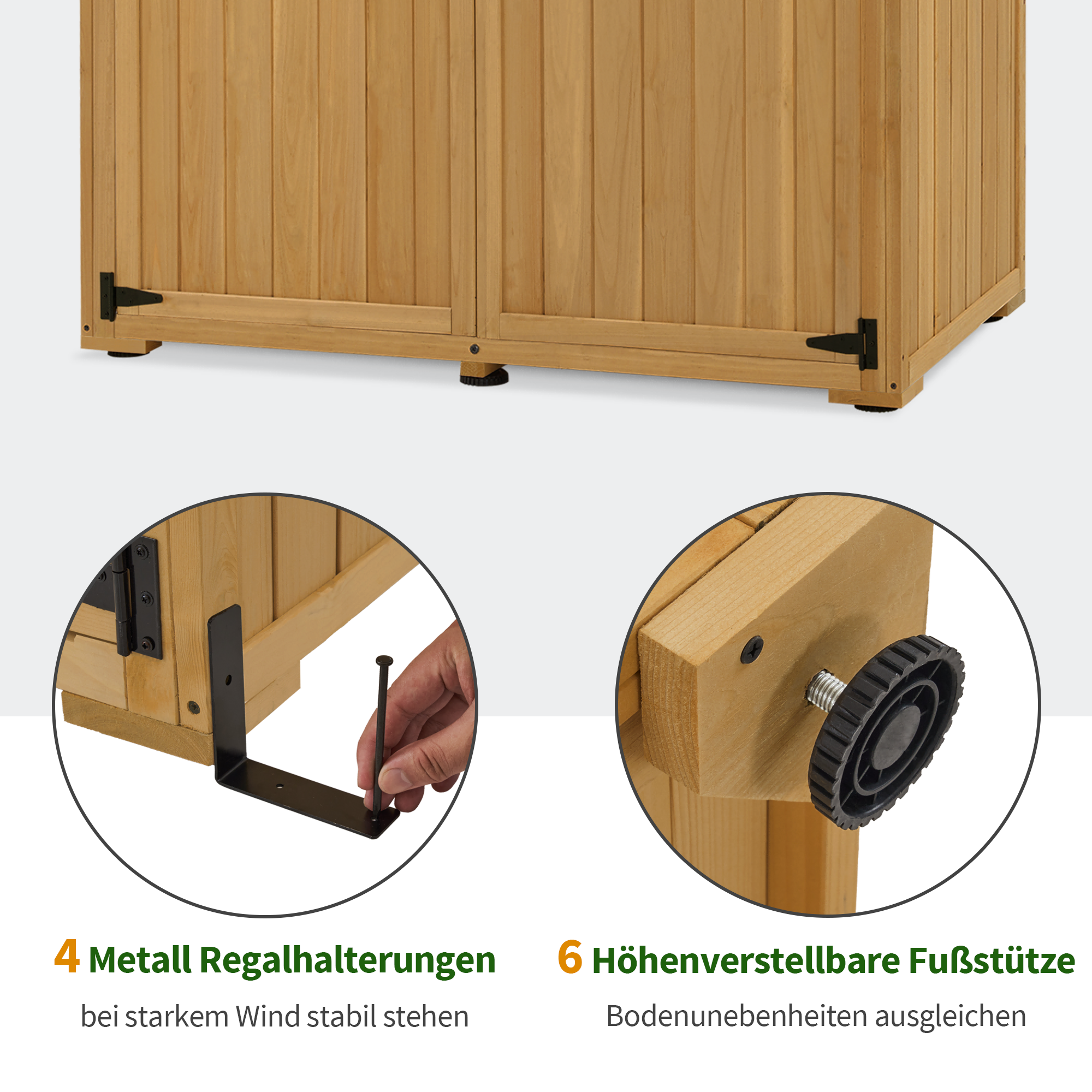 M MCombo Tuinkast Hout, Klein Tuinhuis Weerbestendig, Outdoor Gereedschapsopslag, voor Buiten Balkon Terras, 127×59×168 cm, 0912