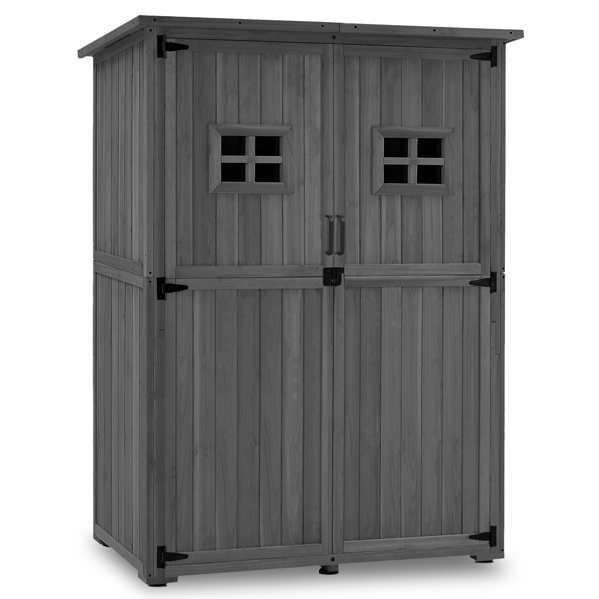 M MCombo Tuinkast Hout, Klein Tuinhuis Weerbestendig, Outdoor Gereedschapsopslag, voor Buiten Balkon Terras, 127×59×168 cm, 0912