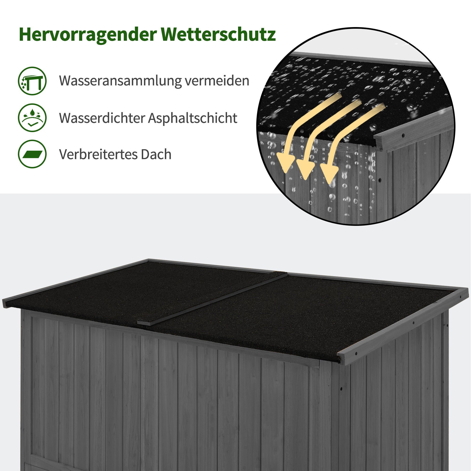 M MCombo Tuinkast Hout, Klein Tuinhuis Weerbestendig, Outdoor Gereedschapsopslag, voor Buiten Balkon Terras, 127×59×168 cm, 0912