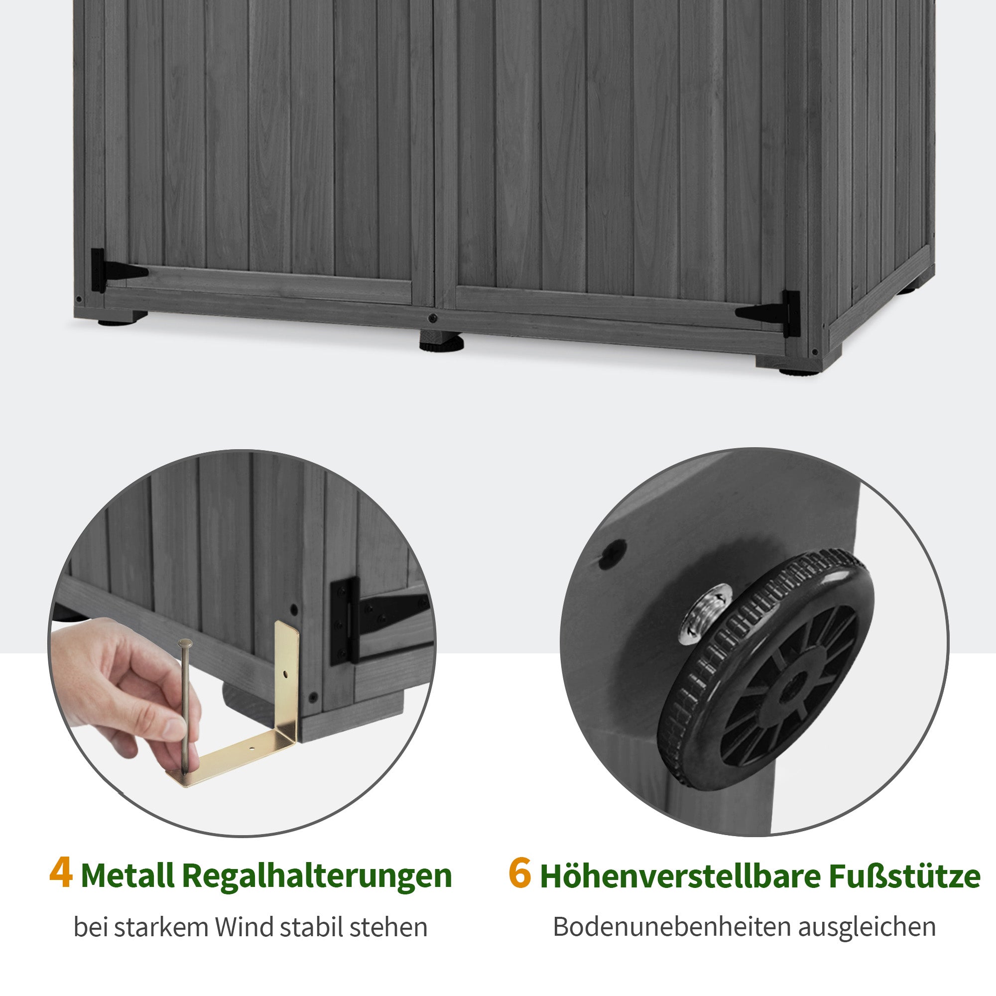 M MCombo Tuinkast Hout, Klein Tuinhuis Weerbestendig, Outdoor Gereedschapsopslag, voor Buiten Balkon Terras, 59×127×168 cm, 0912-F