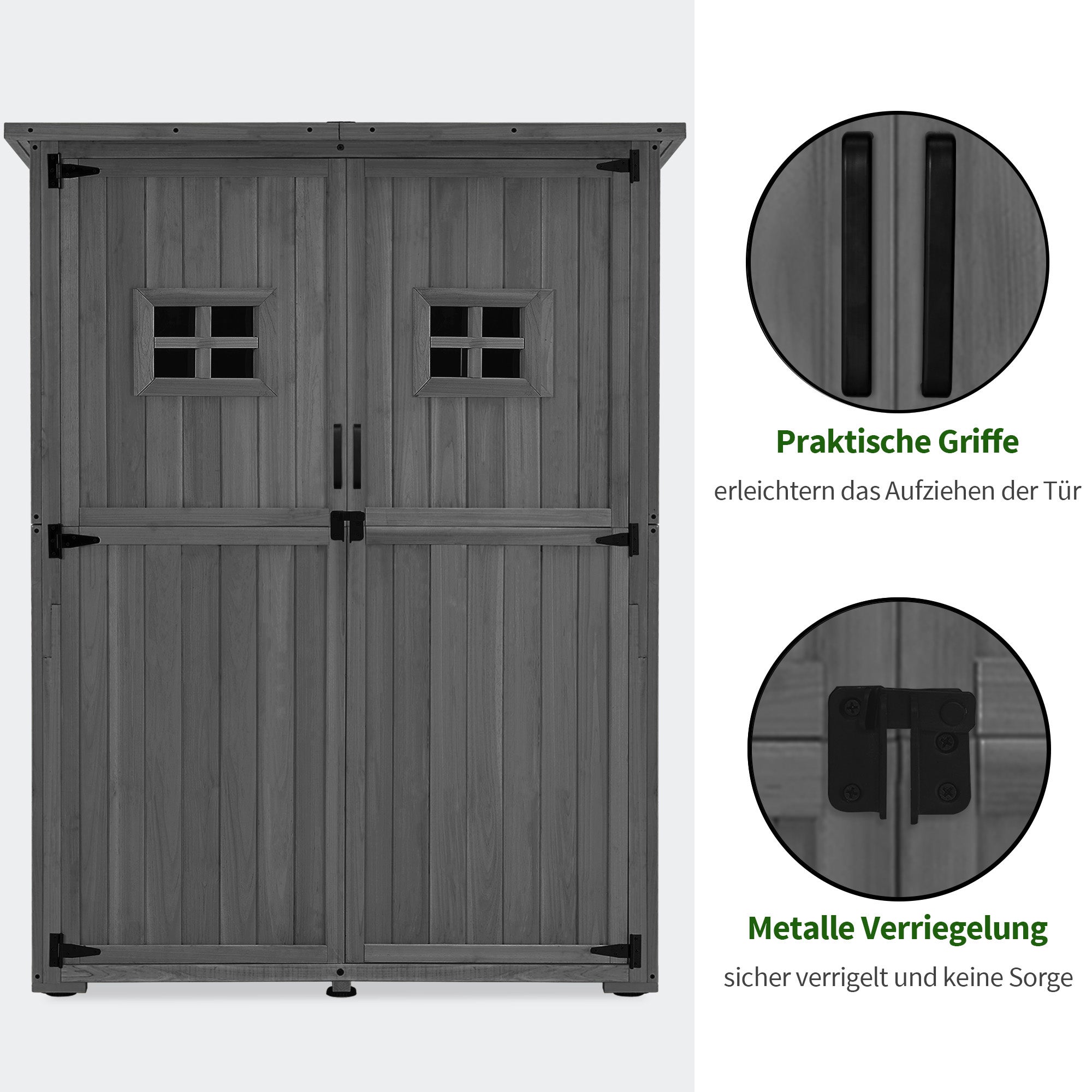 M MCombo Tuinkast Hout, Klein Tuinhuis Weerbestendig, Outdoor Gereedschapsopslag, voor Buiten Balkon Terras, 127×59×168 cm, 0912