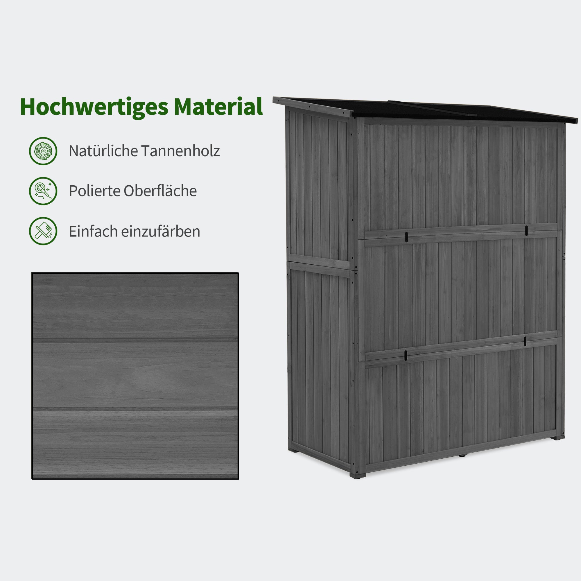 M MCombo Tuinkast Hout, Klein Tuinhuis Weerbestendig, Outdoor Gereedschapsopslag, voor Buiten Balkon Terras, 127×59×168 cm, 0912