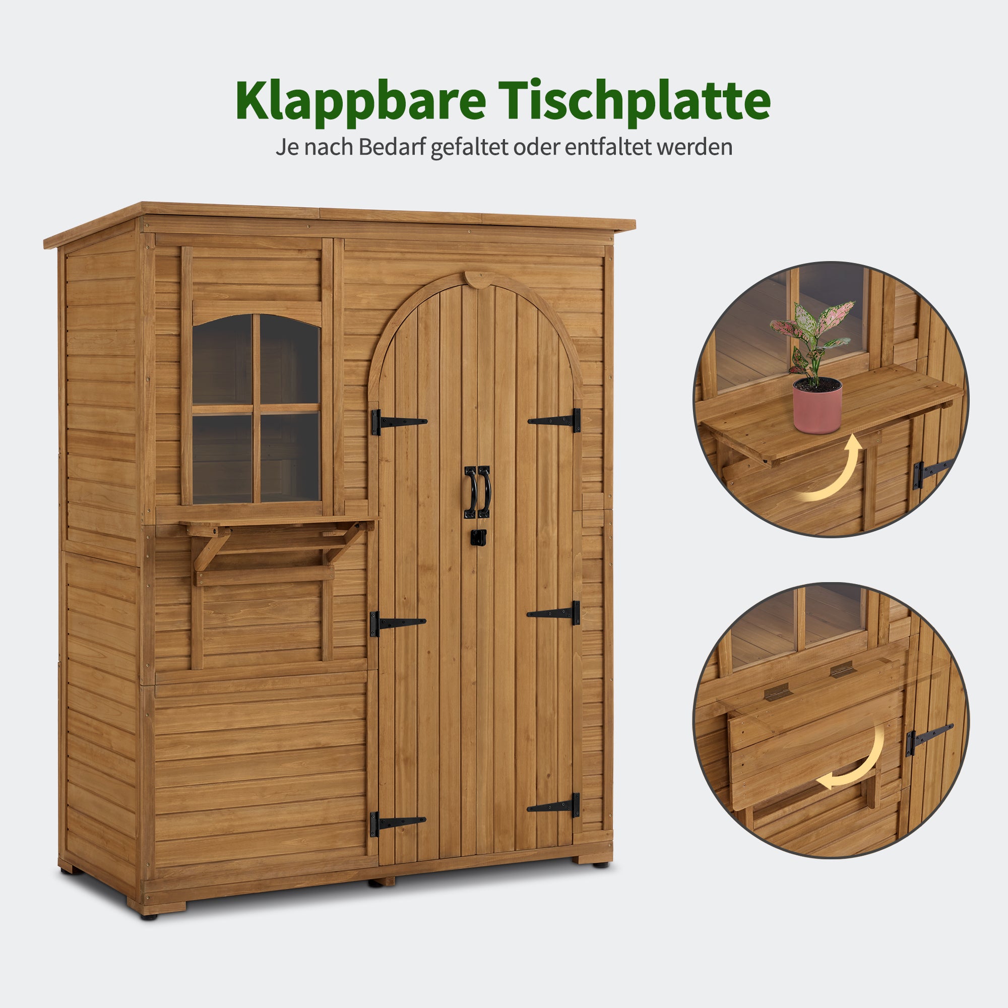 M MCombo Tuinkast Gereedschapschuur Hout Weerbestendig, Tuinhuis Buiten Waterdicht Begehbaar voor Buiten Balkon Terras, Opbergkast met 3 Planken 73×144×185 cm 0926D (Natuurlijk)