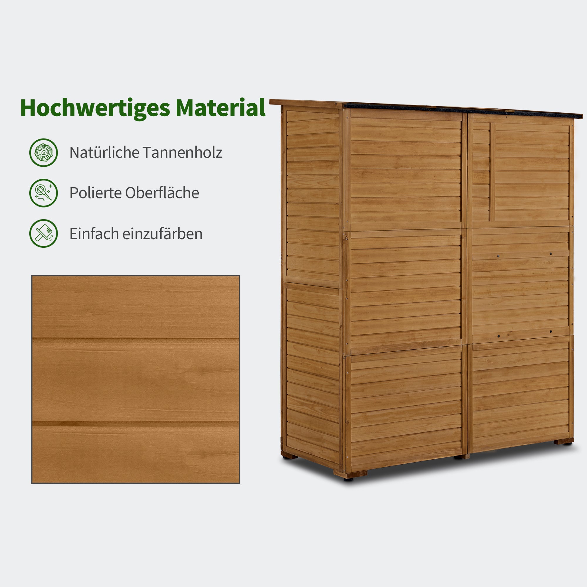 M MCombo Tuinkast Gereedschapschuur Hout Weerbestendig, Tuinhuis Buiten Waterdicht Begehbaar voor Buiten Balkon Terras, Opbergkast met 3 Planken 73×144×185 cm 0926D (Natuurlijk)