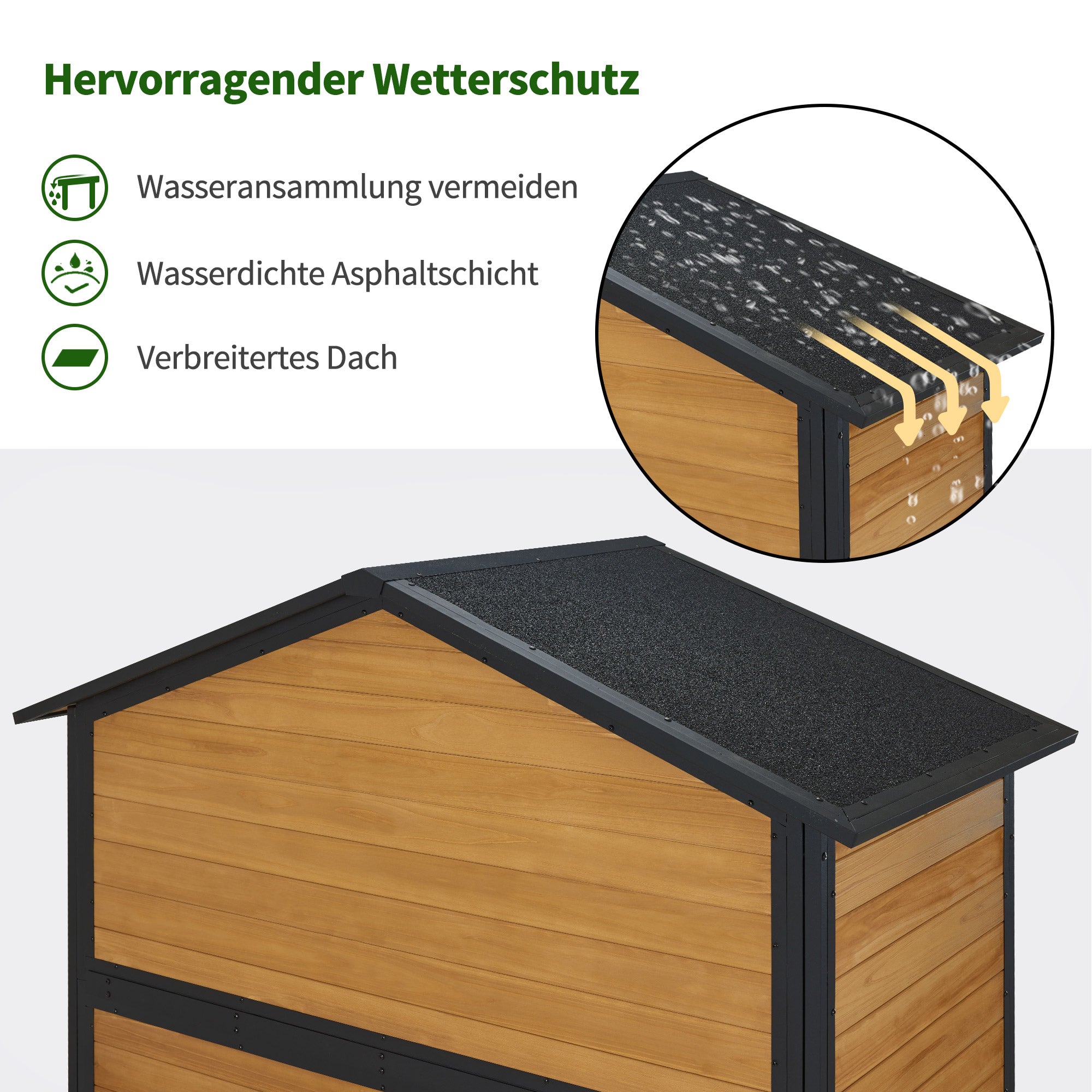 M MCombo Tuinkast Hout Metalen Frame met 3 Planken, Weerbestendige Tuinschuur, Tuinhuisje Buiten Waterdicht, Opbergkast voor Buiten, Tuin & Terras 74x145x200cm, 0937