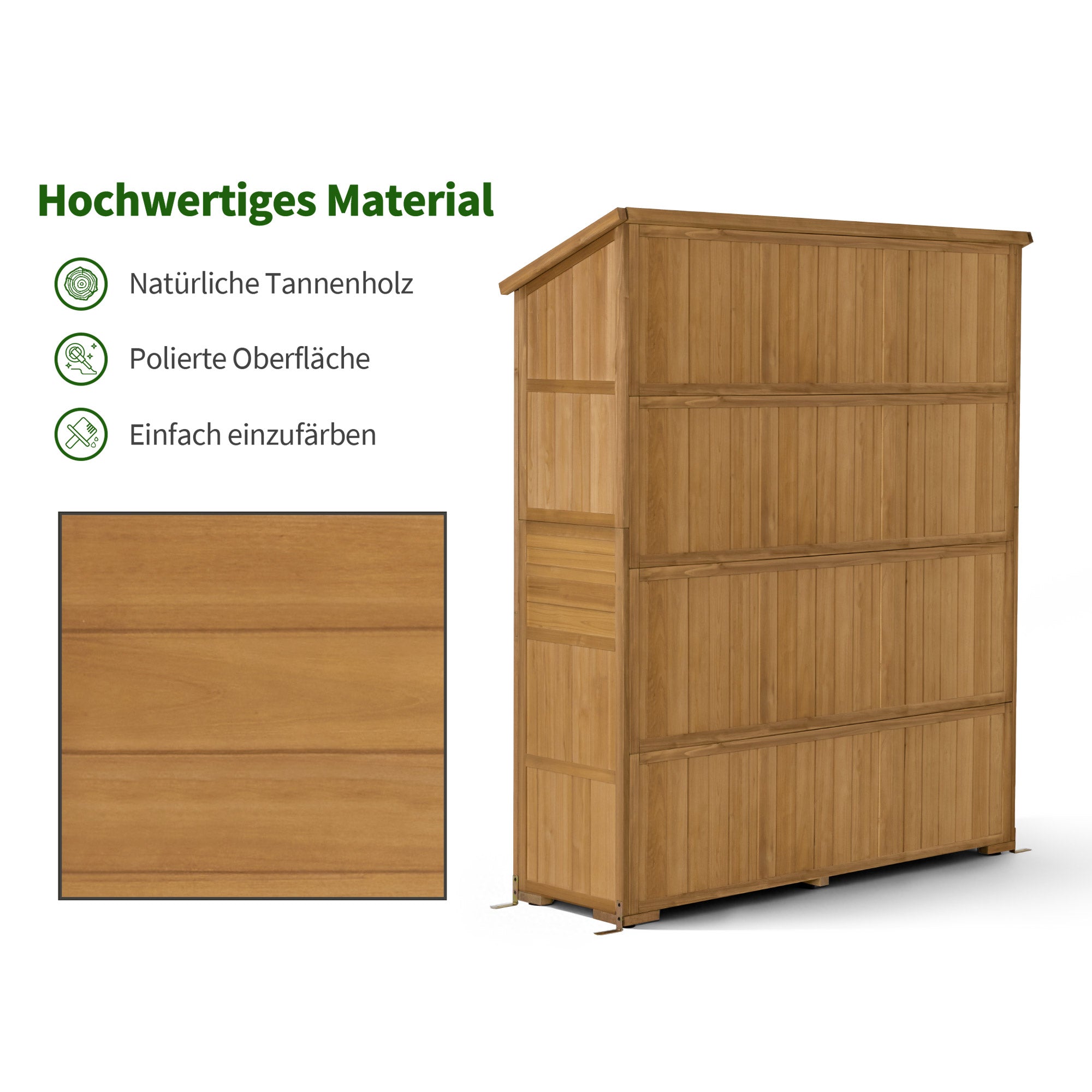 M MCombo tuinkast van hout met 7 planken en 2 lades, weerbestendige gereedschapsschuur, waterdichte buitenberging, gereedschapshuis voor buiten, tuin en terras, 0982 (Natuur)