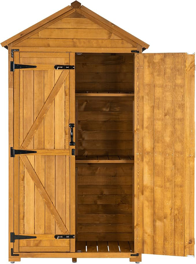 MCombo Tuinkast Gereedschapschuur Gereedschapskast Outdoor-kast Tuinbox met Zadelkap van Hout Grijs/Natuur 1000
