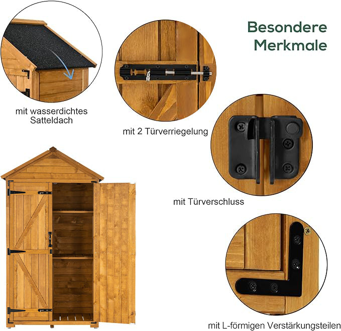 MCombo Tuinkast Gereedschapschuur Gereedschapskast Outdoor-kast Tuinbox met Zadelkap van Hout Grijs/Natuur 1000