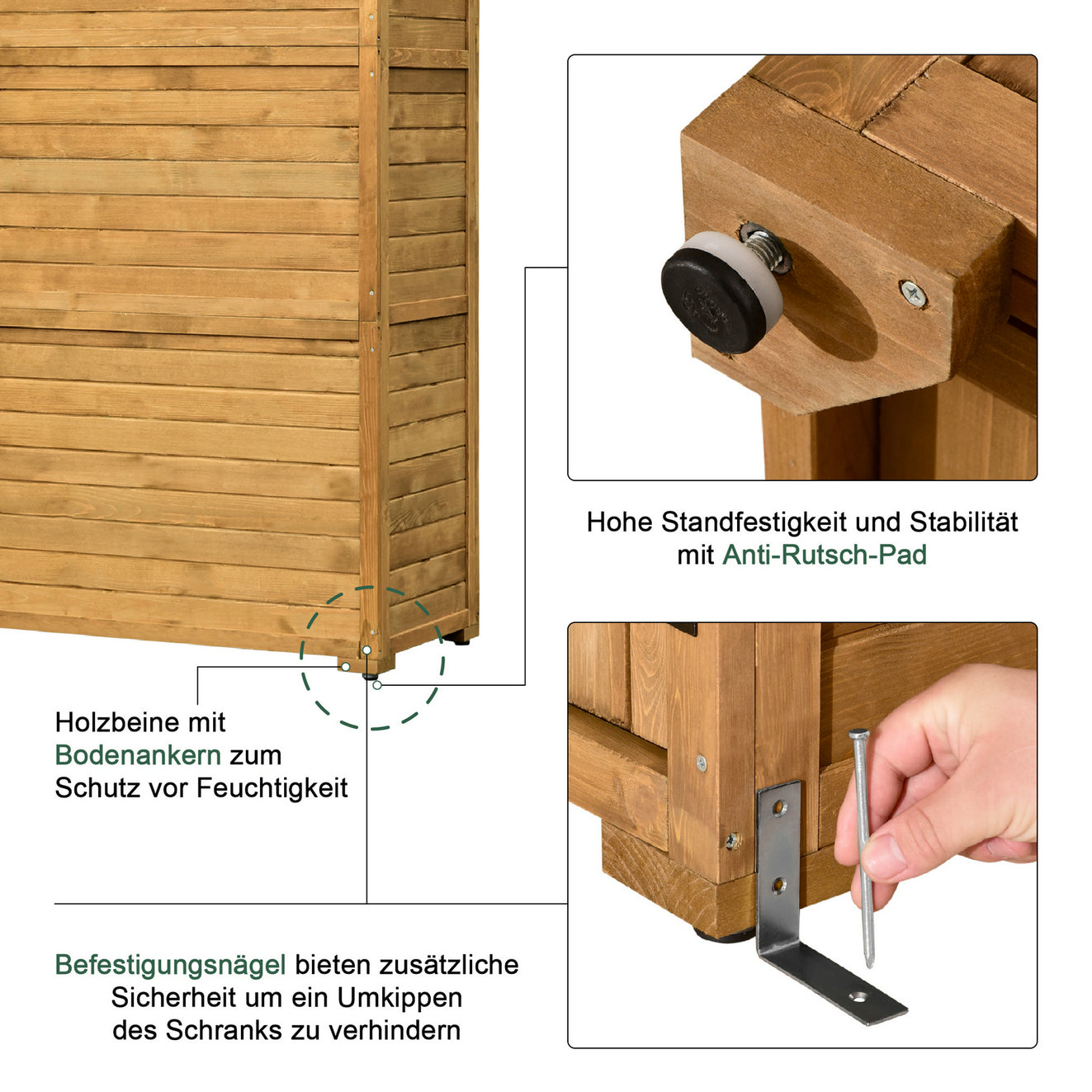 MCombo Tuinkast Gereedschapschuur Gereedschapskast Outdoor-kast Tuinbox met Zadelkap van Hout Grijs/Natuur 1000