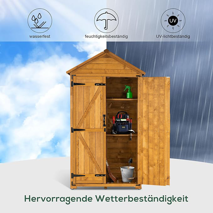 MCombo Tuinkast Gereedschapschuur Gereedschapskast Outdoor-kast Tuinbox met Zadelkap van Hout Grijs/Natuur 1000