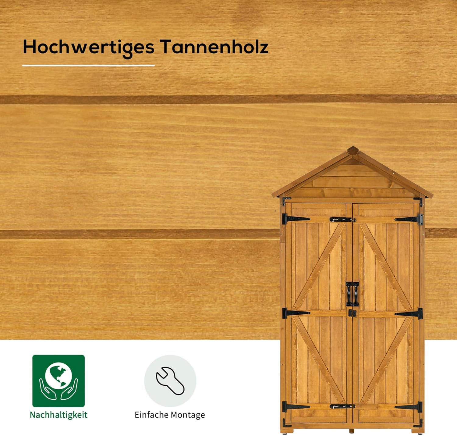 MCombo Tuinkast Gereedschapschuur Gereedschapskast Outdoor-kast Tuinbox met Zadelkap van Hout Grijs/Natuur 1000