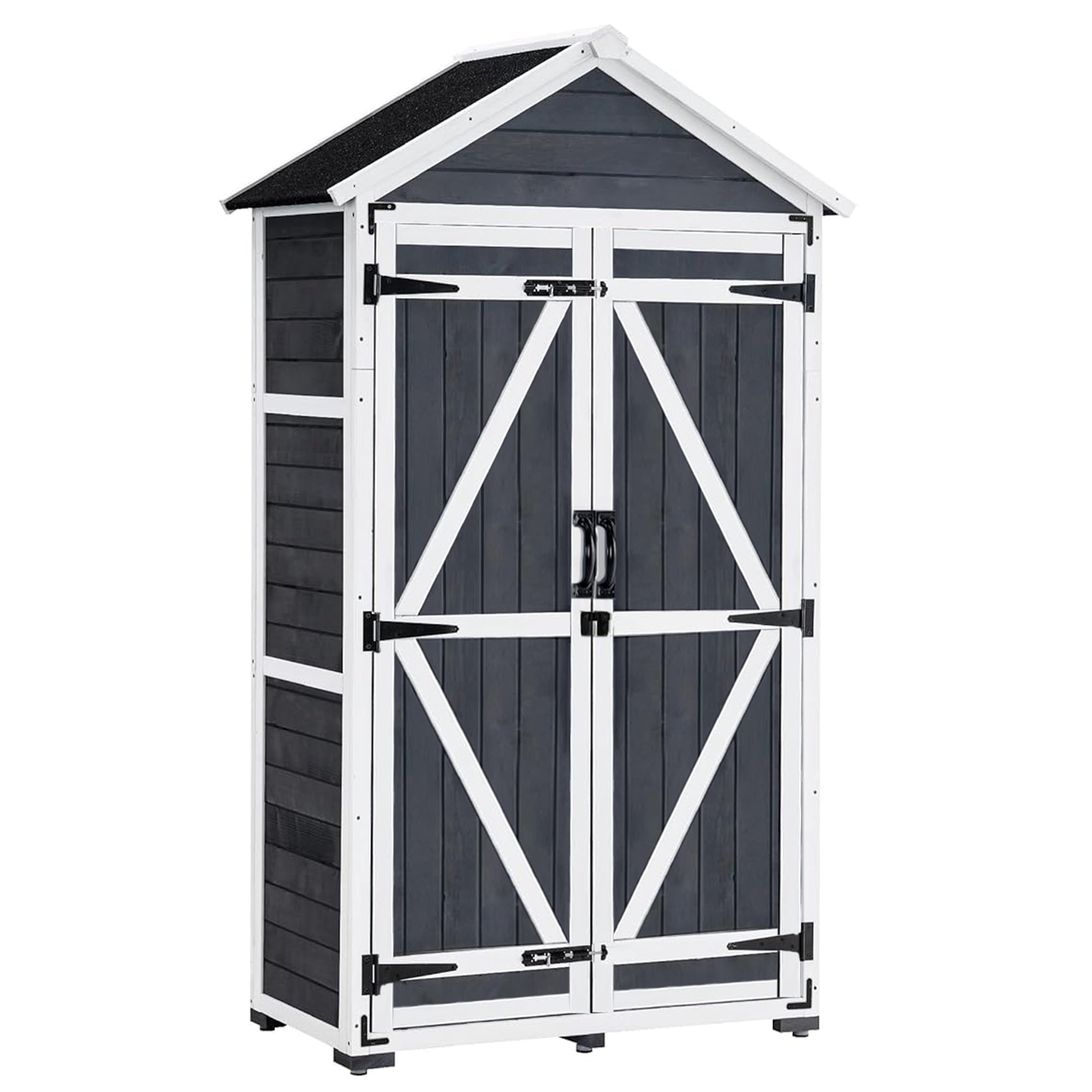MCombo Tuinkast Gereedschapschuur Gereedschapskast Outdoor-kast Tuinbox met Zadelkap van Hout Grijs/Natuur 1000