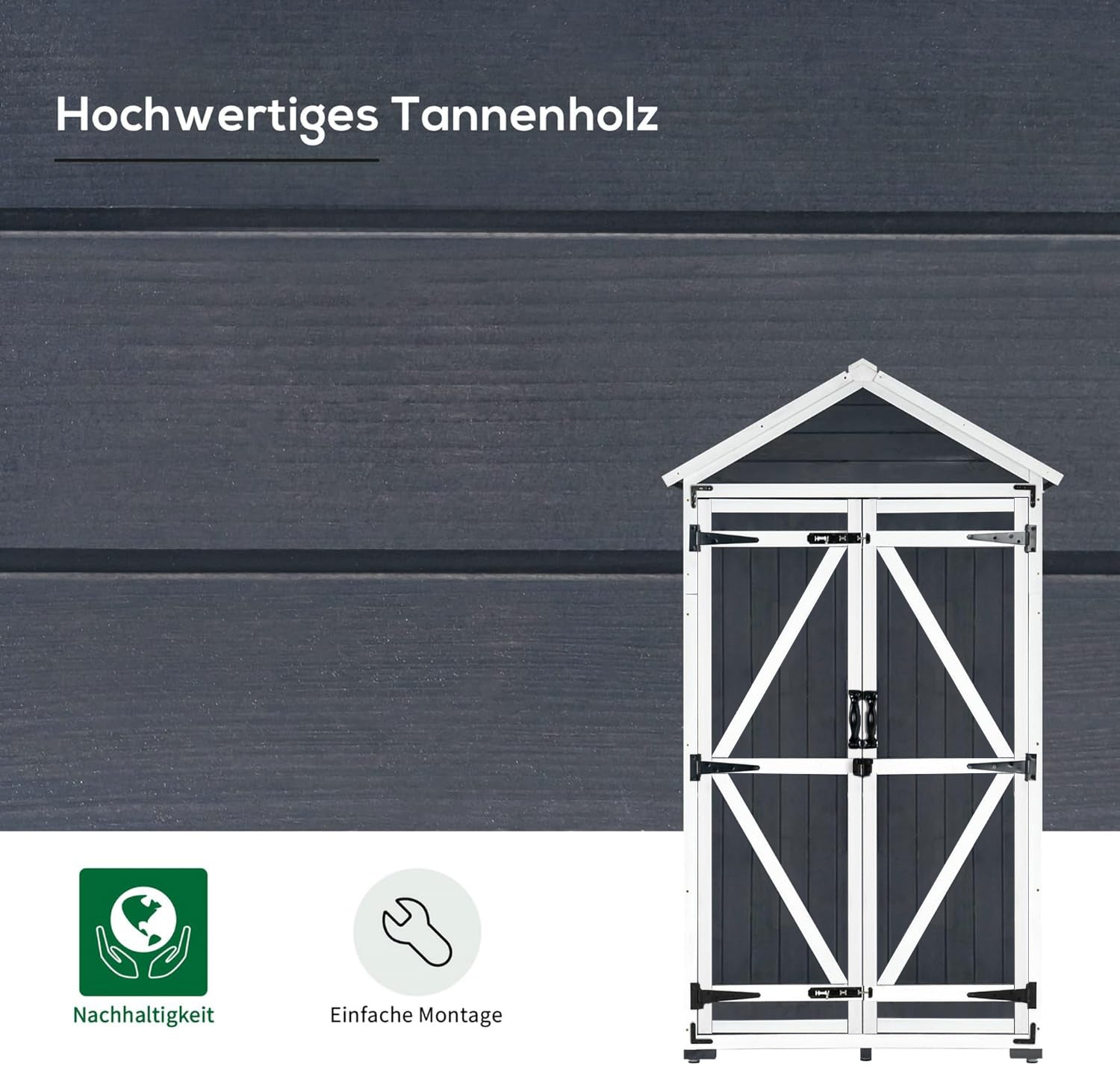 MCombo Tuinkast Gereedschapschuur Gereedschapskast Outdoor-kast Tuinbox met Zadelkap van Hout Grijs/Natuur 1000