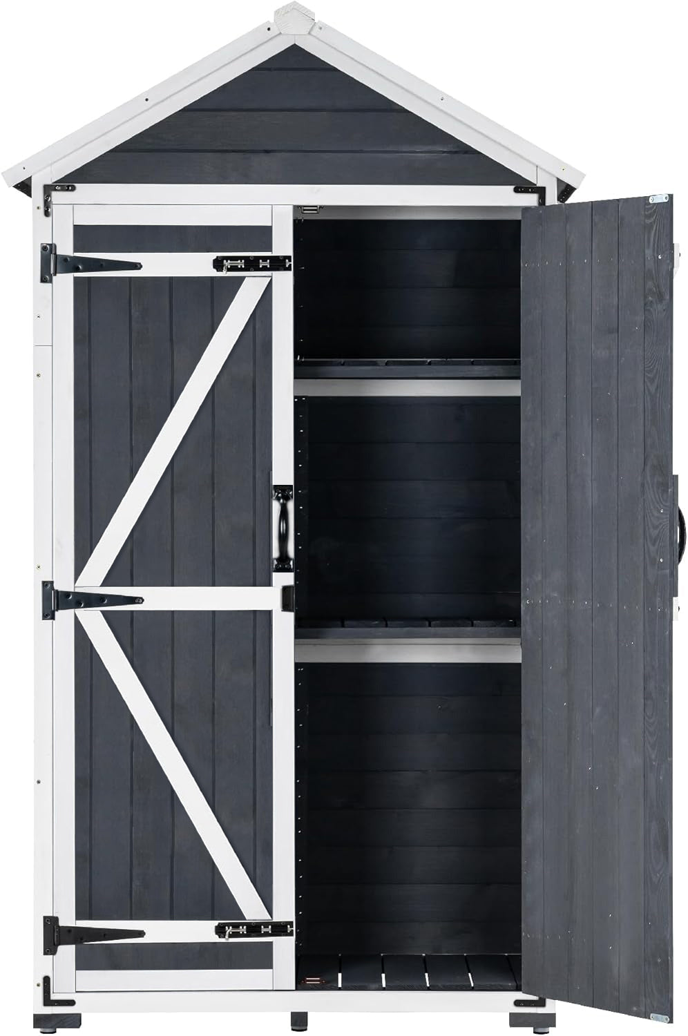 MCombo Tuinkast Gereedschapschuur Gereedschapskast Outdoor-kast Tuinbox met Zadelkap van Hout Grijs/Natuur 1000