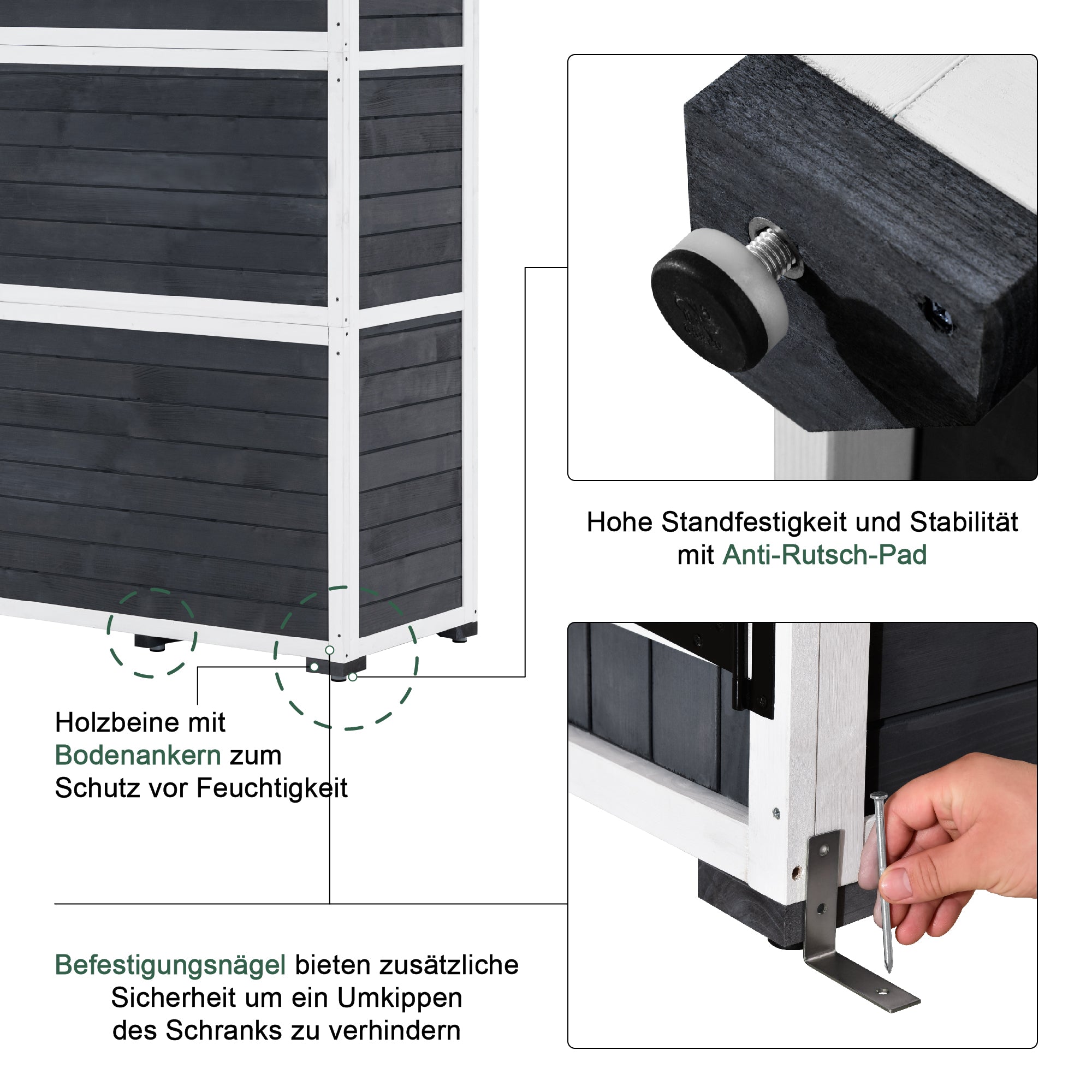 MCombo Tuinkast Gereedschapschuur Gereedschapskast Outdoor-kast Tuinbox met Zadelkap van Hout Grijs/Natuur 1000