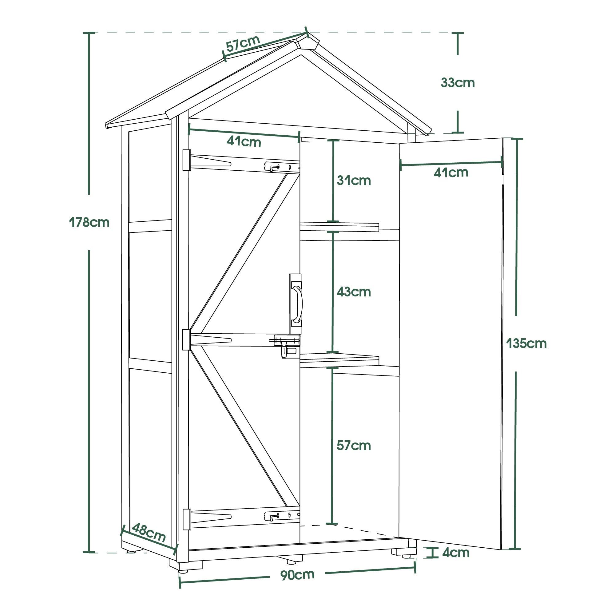 MCombo Tuinkast Gereedschapschuur Gereedschapskast Outdoor-kast Tuinbox met Zadelkap van Hout Grijs/Natuur 1000