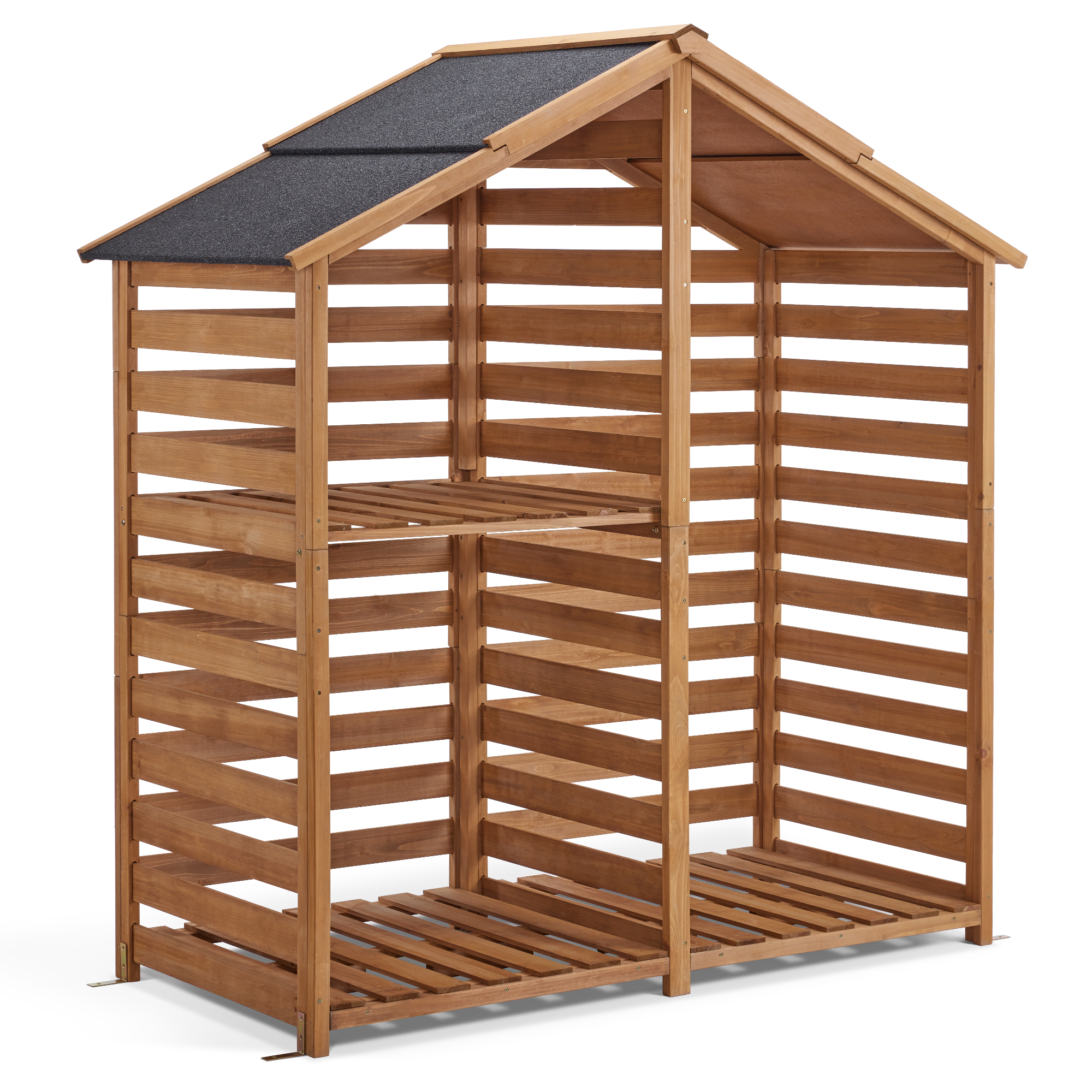 M MCombo Houten Rek, Buiten Haardhout Rek met Achterwand, Houten Onderstand met Waterdichte Dekking, 1202/1200/1213