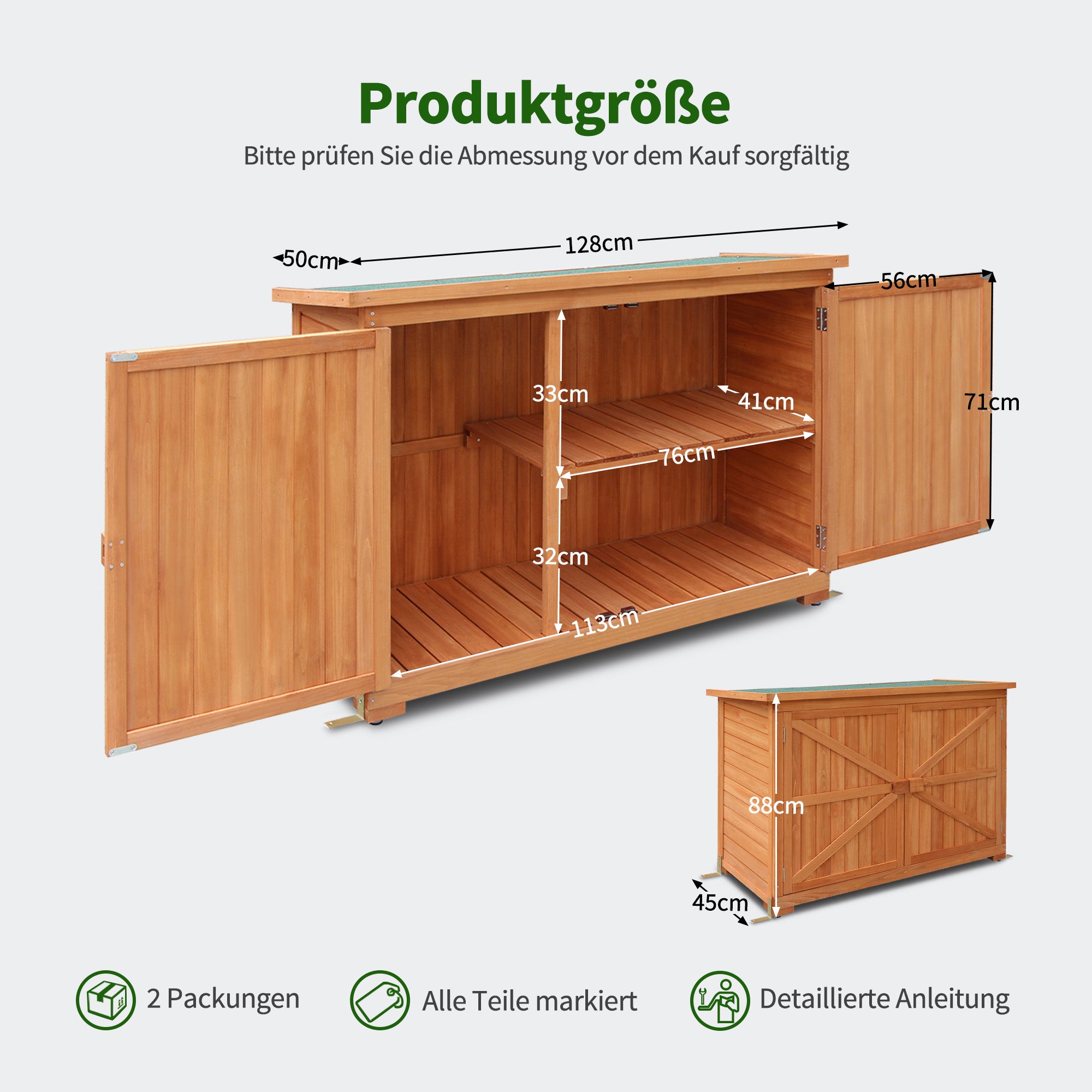 MCombo Armadio da giardino per esterni – Armadio portautensili / Casetta in legno per attrezzi 1280