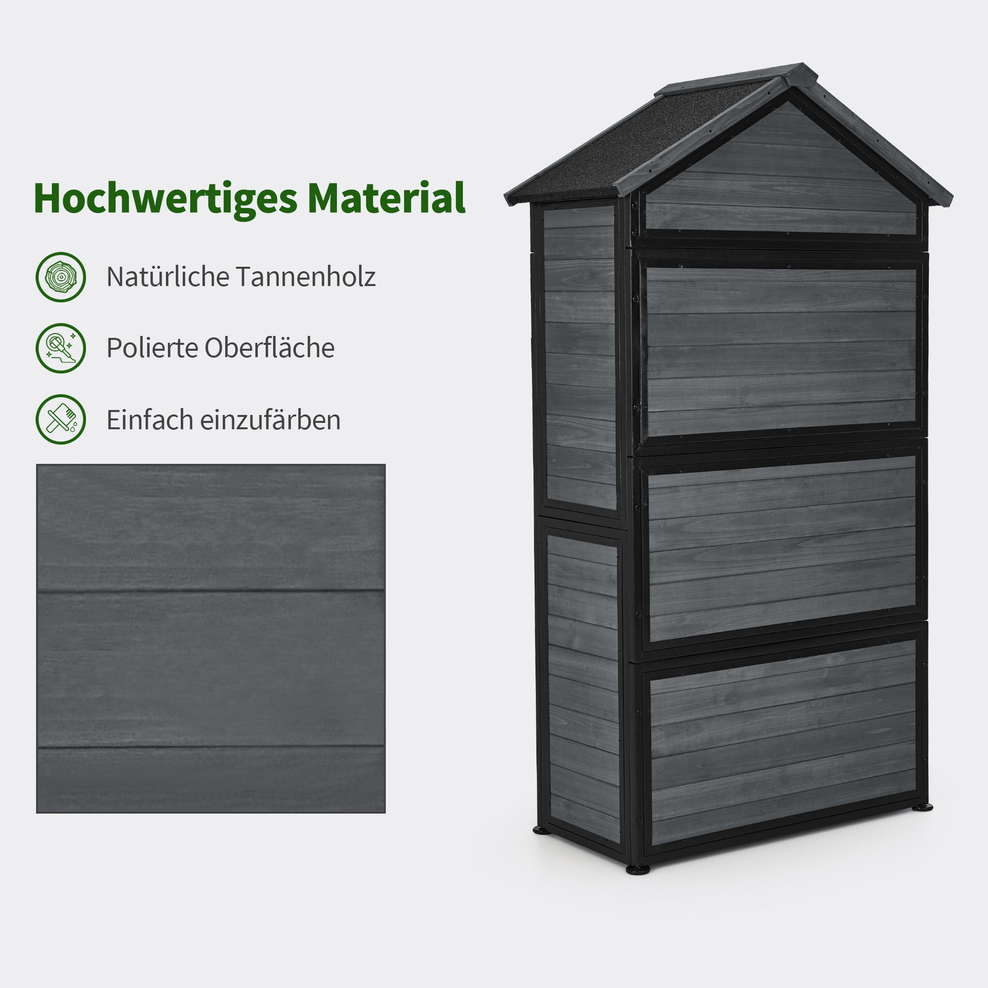 MCombo  Casetta da giardino, struttura in legno e metallo, resistente alle intemperie, ripostiglio esterno per giardino, patio, con 2 ripiani mobili, 45×90×165 cm, 2736