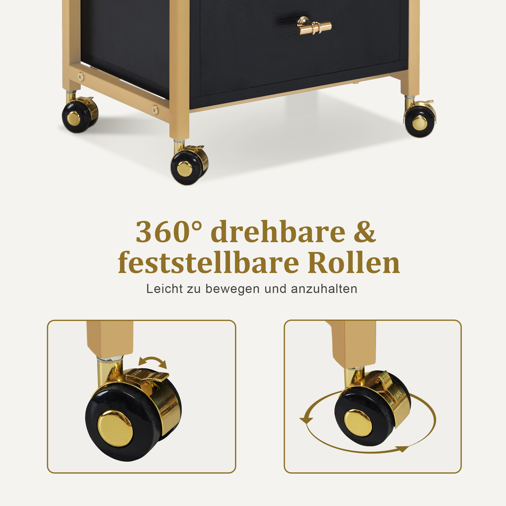 MCombo Carrello di servizio con ruote e 3 cassetti, carrello da parrucchiere, carrello da salone con 2 ripiani e supporto per asciugacapelli, carrello da lavoro moderno per bagno e soggiorno, 30x40x95 cm, 0022