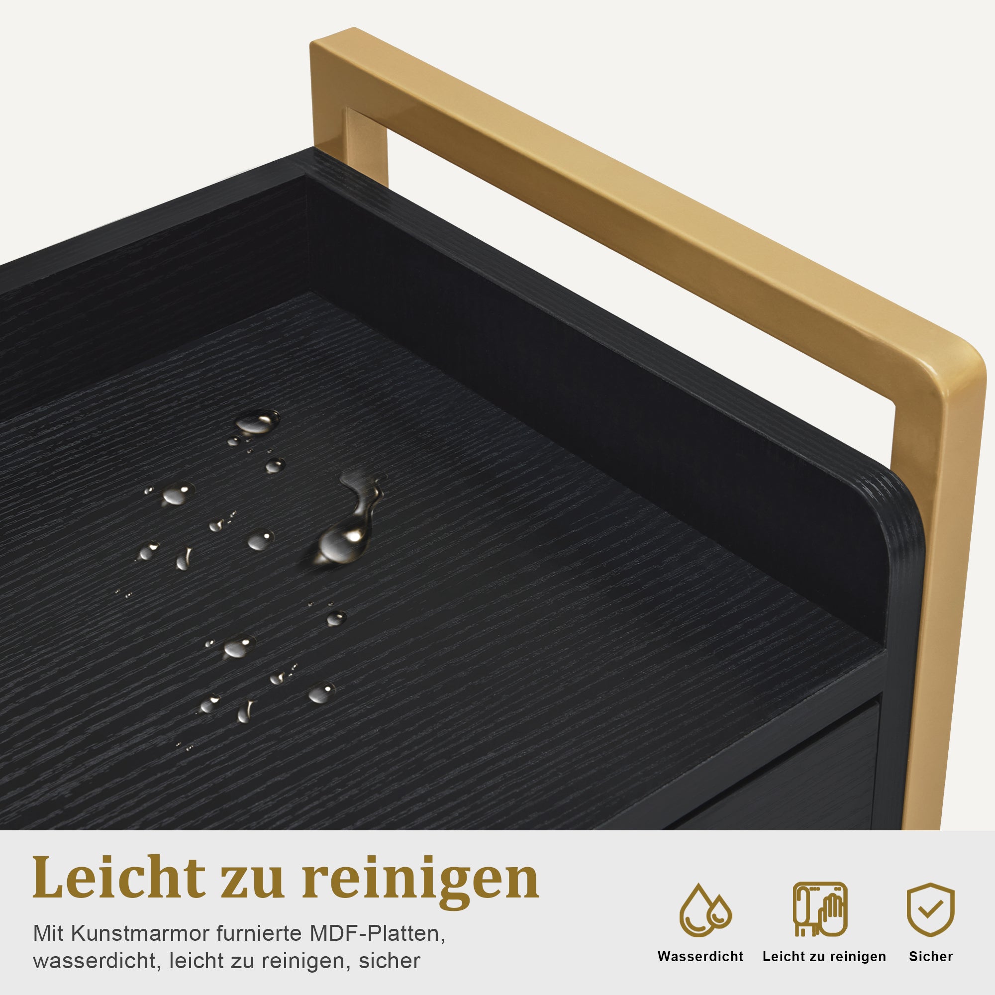 MCombo Carrello di servizio con ruote e 3 cassetti, carrello da parrucchiere, carrello da salone con 2 ripiani e supporto per asciugacapelli, carrello da lavoro moderno per bagno e soggiorno, 30x40x95 cm, 0022