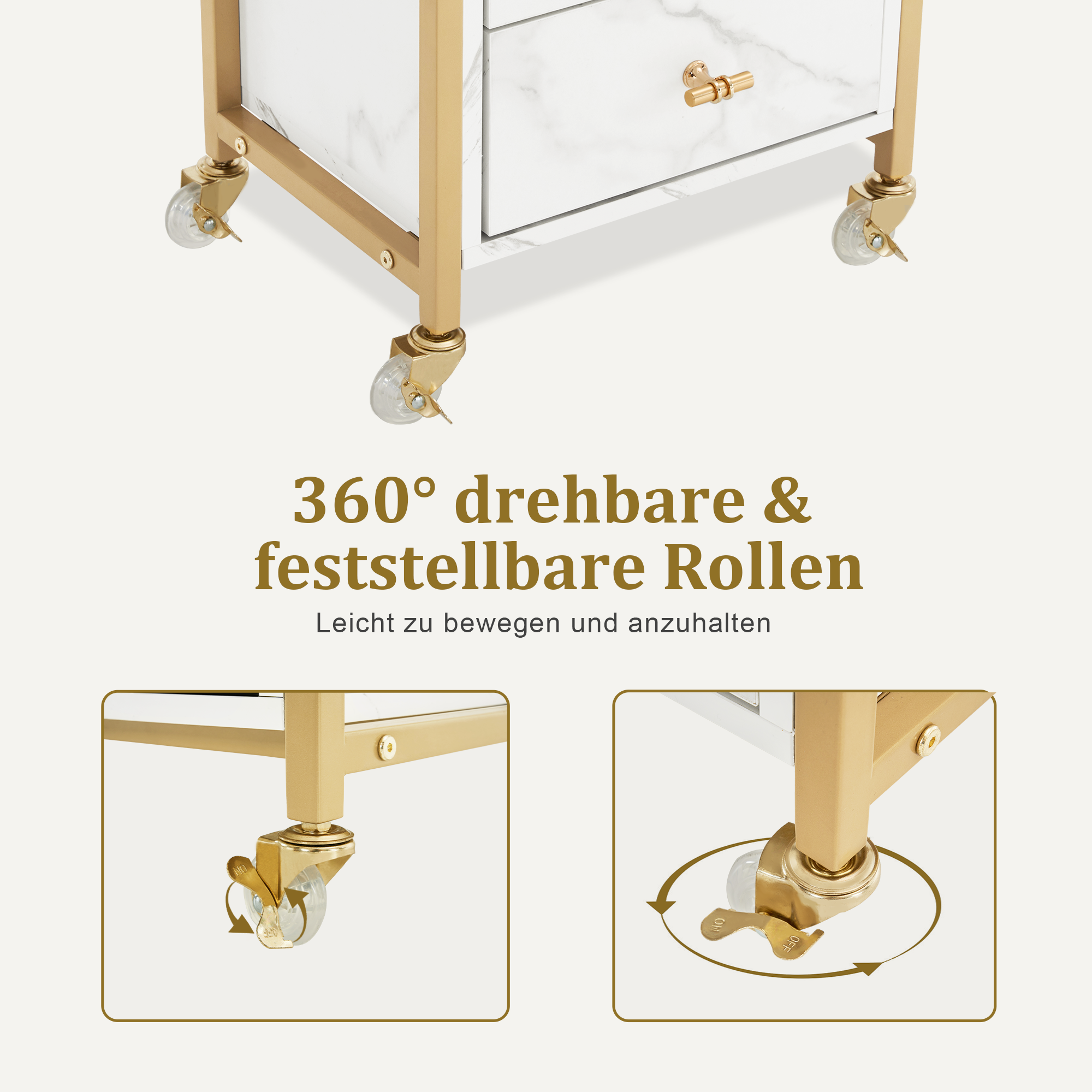 MCombo Carrello di servizio con ruote e 3 cassetti, carrello da parrucchiere, carrello da salone con 2 ripiani e supporto per asciugacapelli, carrello da lavoro moderno per bagno e soggiorno, 30x40x95 cm, 0022