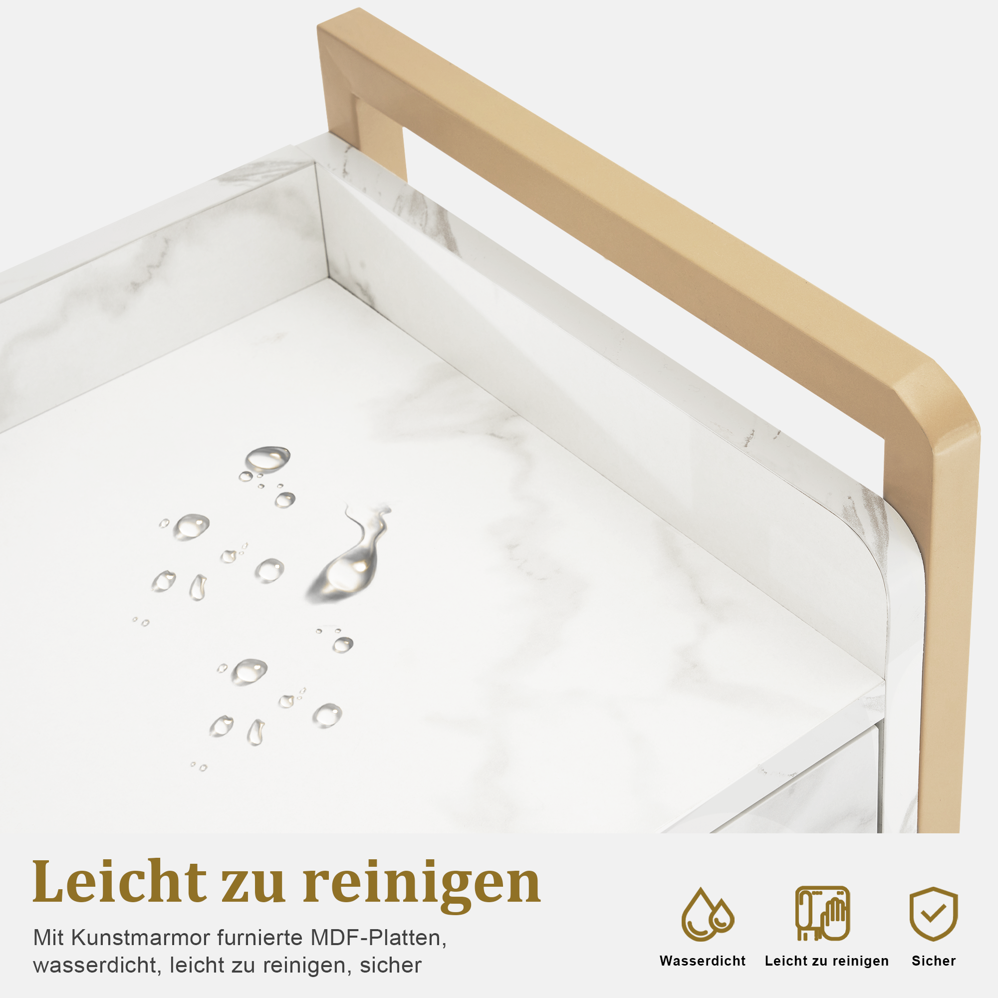 MCombo Carrello di servizio con ruote e 3 cassetti, carrello da parrucchiere, carrello da salone con 2 ripiani e supporto per asciugacapelli, carrello da lavoro moderno per bagno e soggiorno, 30x40x95 cm, 0022