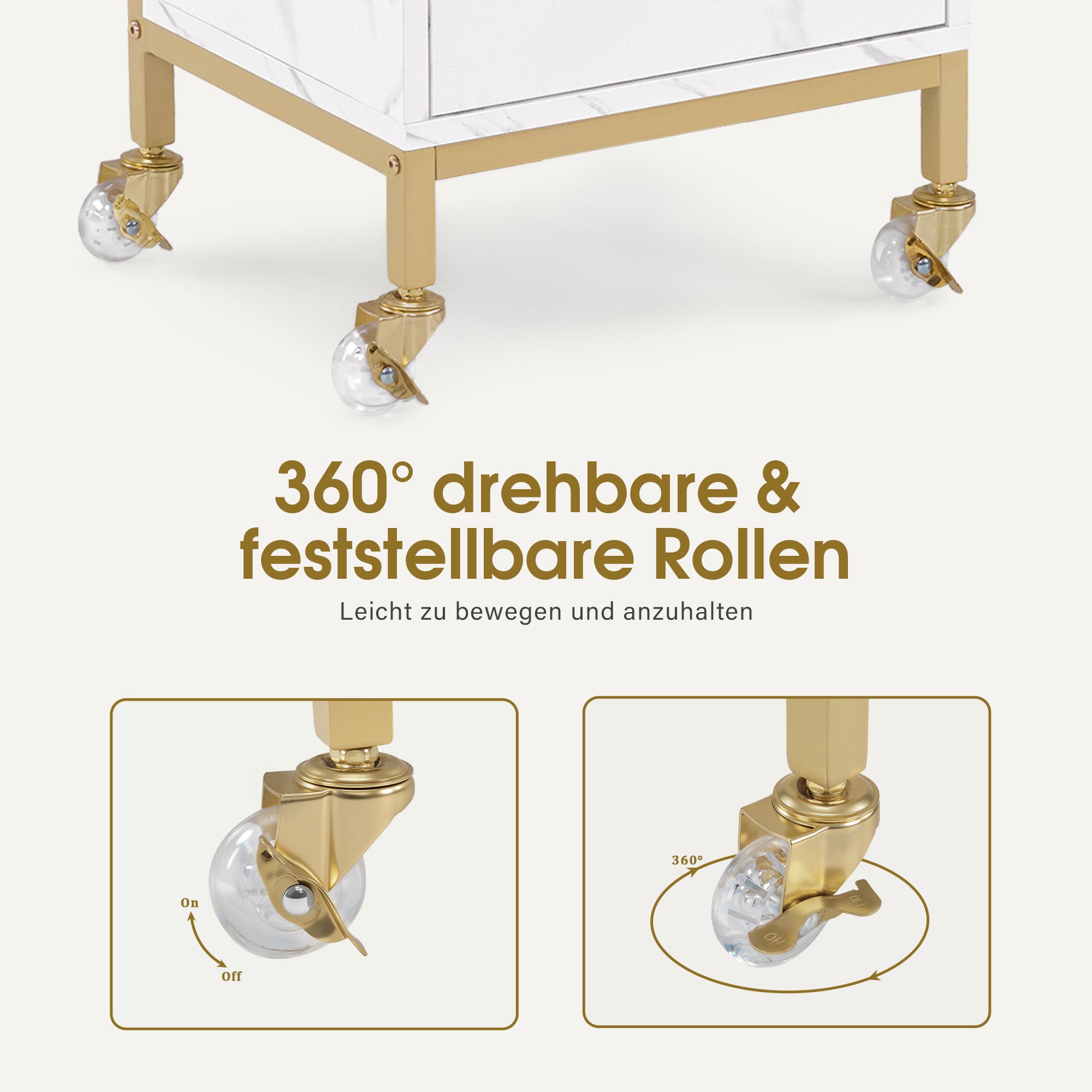 MCombo Carrello con ruote e 2 cassetti, carrello di servizio con 2 ripiani, carrello da lavoro moderno per bagno e soggiorno, 32x37x87 cm, 0029