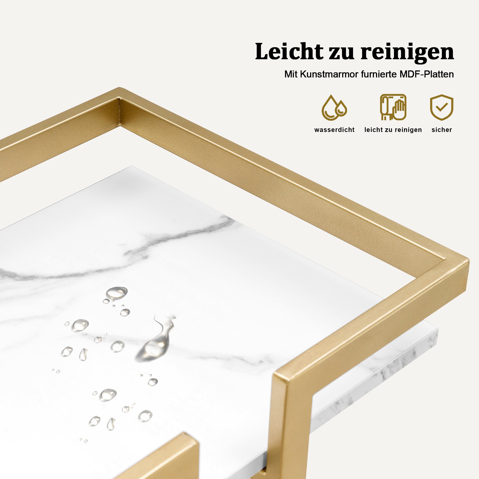 M MCombo Servierwagen met wielen, keukenwagen barwagen met metalen frame, moderne rollwagen multifunctionele wagen met 3 niveaus, voor keuken, badkamer, woonkamer, kantoor, 33*43*75cm, 0033