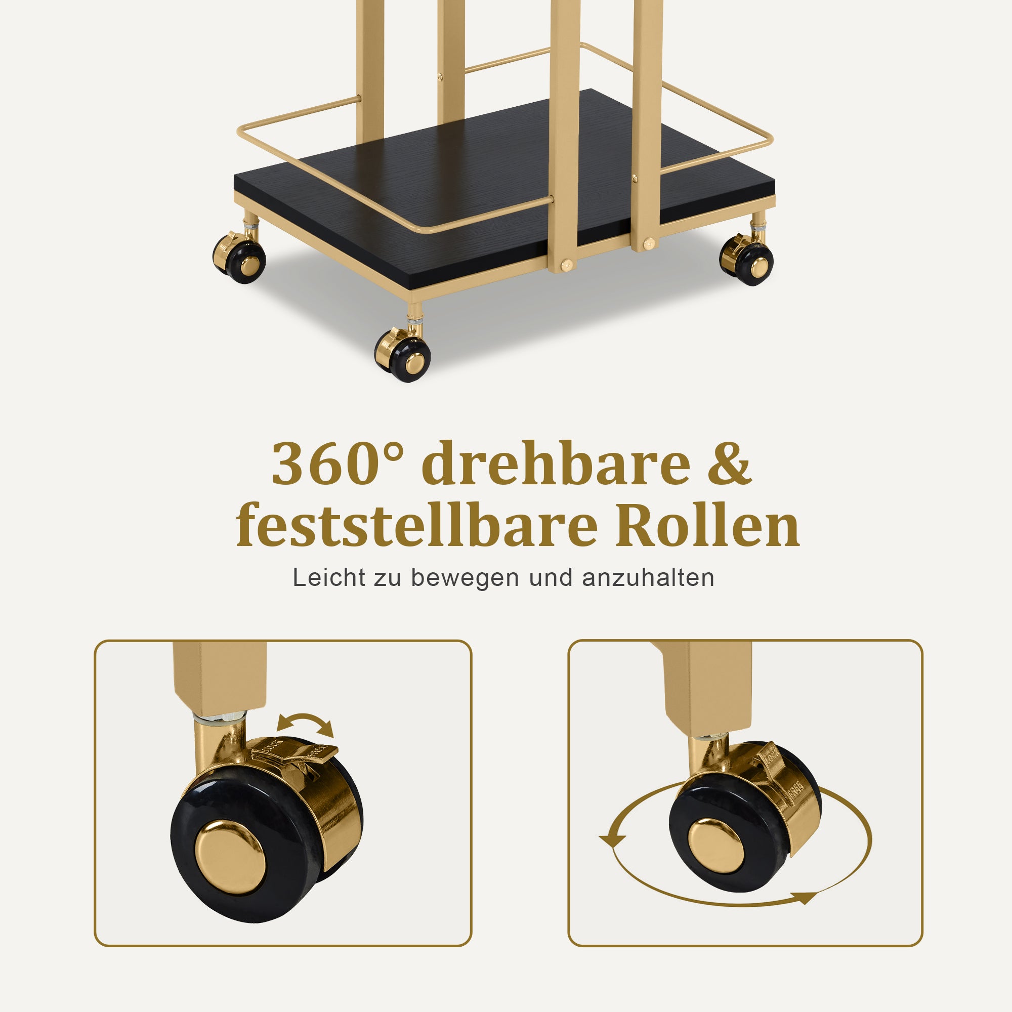 M MCombo Servierwagen met wielen, keukenwagen barwagen met metalen frame, moderne rollwagen multifunctionele wagen met 3 niveaus, voor keuken, badkamer, woonkamer, kantoor, 33*43*75cm, 0033