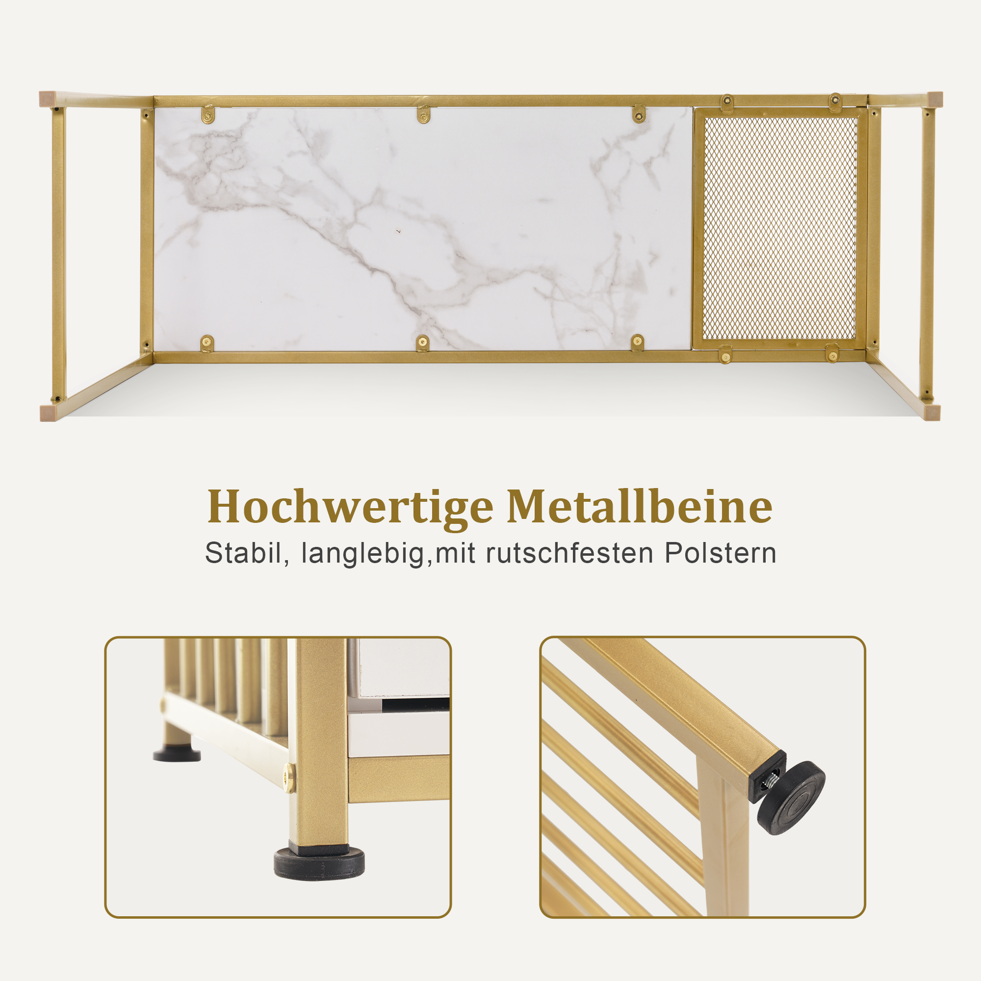 MCombo Scrivania con cassetti, tavolo da trucco senza specchio, tavolo per manicure in legno con struttura in metallo, scrivania moderna per computer per soggiorno, 109 x 45,5 x 81 cm, 2407