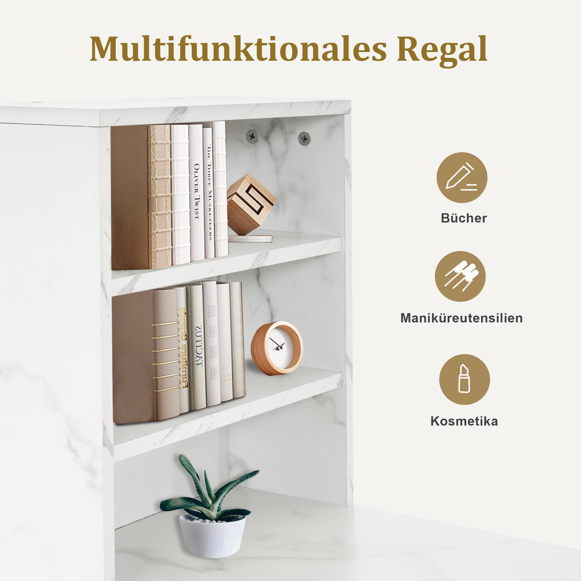 M MCombo Bureau met 3 lades, Nageltafel van hout met metalen frame, Manicure tafel, Make-up tafel zonder spiegel Modern, Computer bureau met plank voor de woonkamer, 43x108x125cm, 2420