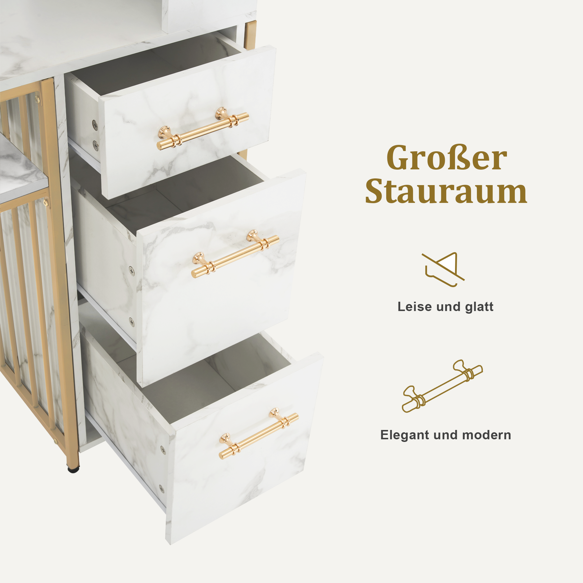 M MCombo Bureau met 3 lades, Nageltafel van hout met metalen frame, Manicure tafel, Make-up tafel zonder spiegel Modern, Computer bureau met plank voor de woonkamer, 43x108x125cm, 2420