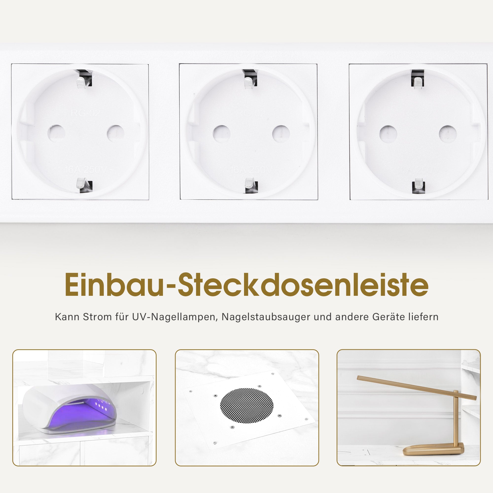M MCombo Tavolo da trucco MCombo con 4 cassetti, 2 ripiani, 5 scomparti e 1 mobiletto estraibile; tavolo per manicure con aspiratore di polveri e 2 sacchetti di raccolta; tavolo per centro estetico (55x112x123 cm, modello 2439)