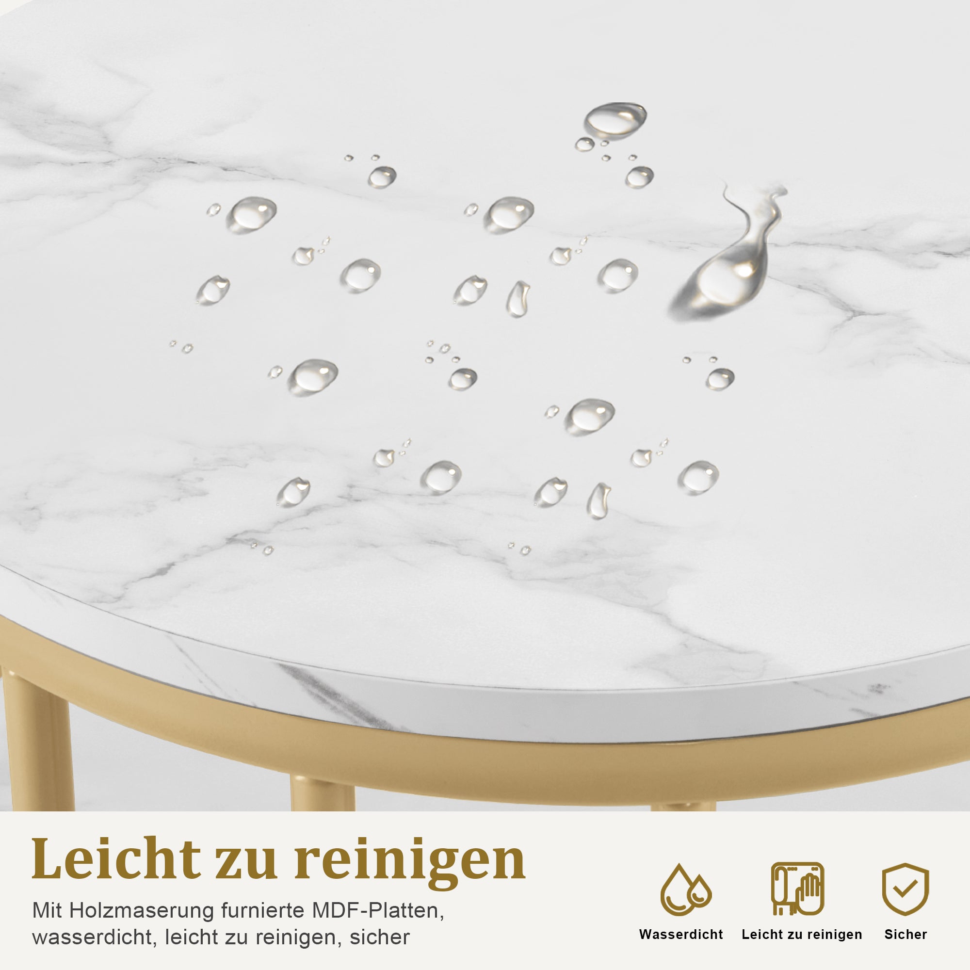 M MCombo Bureau zonder lades, Make-up tafel zonder spiegel Marmer-Wit Goud, Manicure tafel, Nageltafel van hout met metalen frame, Computer tafel Woonkamer Modern, 45 x 114 x 78cm, 2482