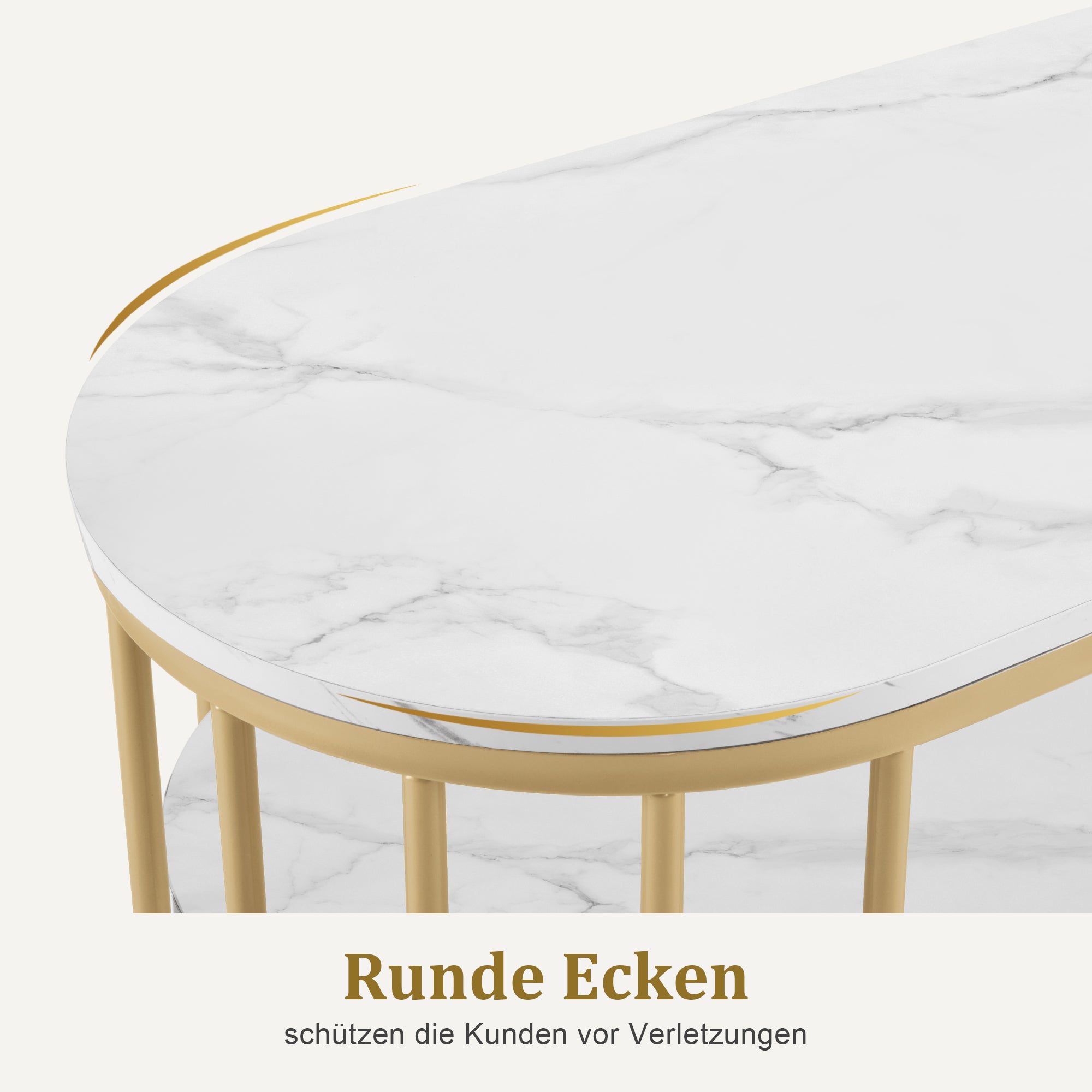 M MCombo Bureau zonder lades, Make-up tafel zonder spiegel Marmer-Wit Goud, Manicure tafel, Nageltafel van hout met metalen frame, Computer tafel Woonkamer Modern, 45 x 114 x 78cm, 2482